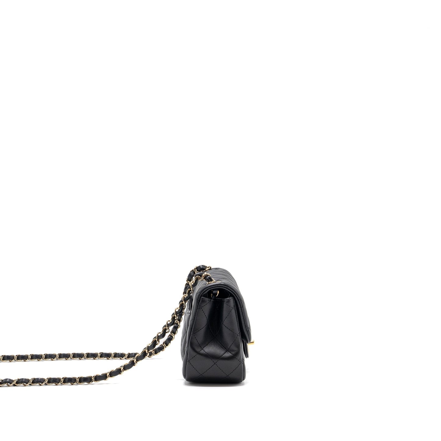Chanel square flap lambskin GHW Black Shoulder Bag 3