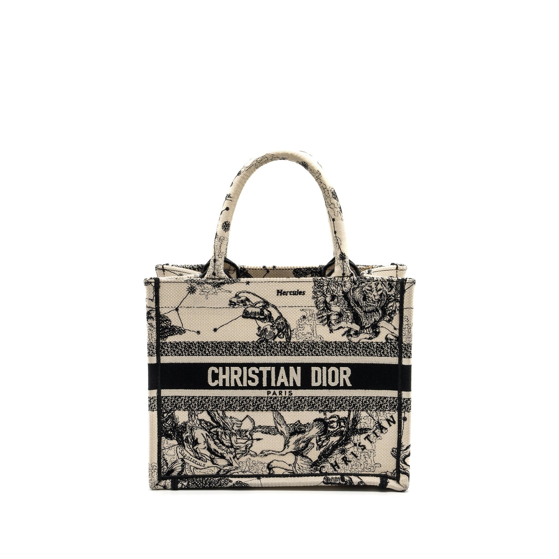 Dior Book Tote Latte Toile De Jouy Zodiac Black Small Tote Bag