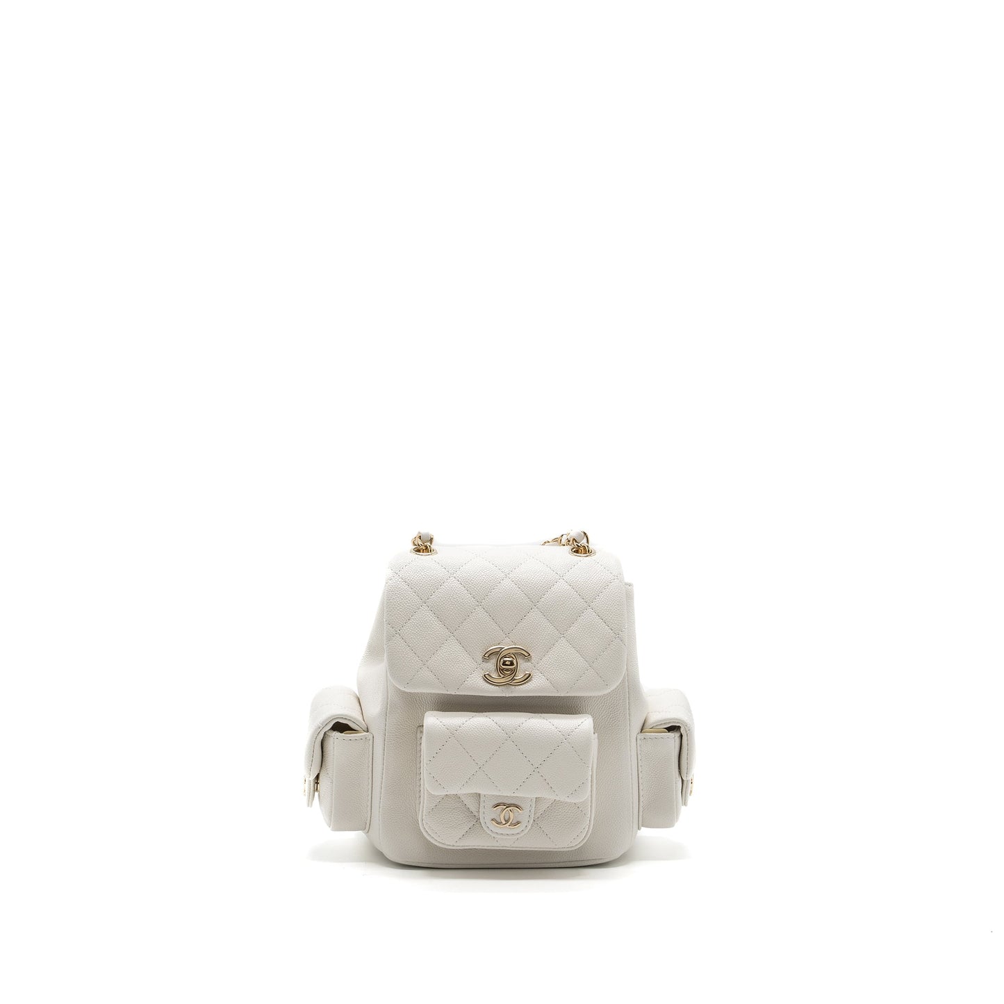 Chanel 23k Triple Pocket Backpack Caviar LGHW White