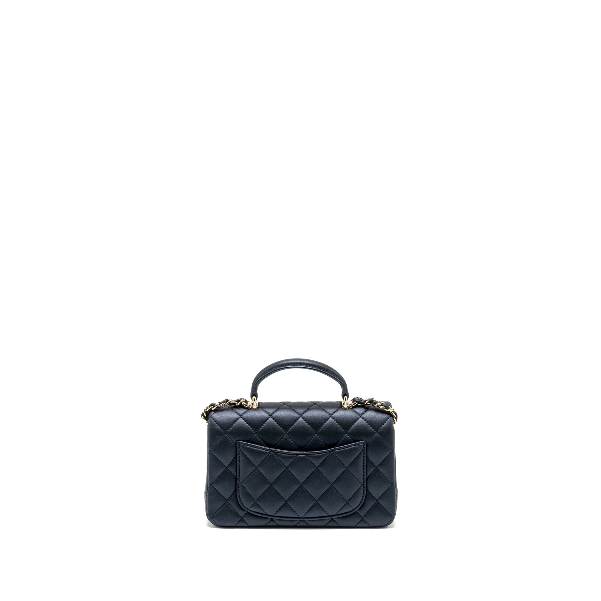 Chanel Top handle rectangular flap lambskin navy Shoulder Bag