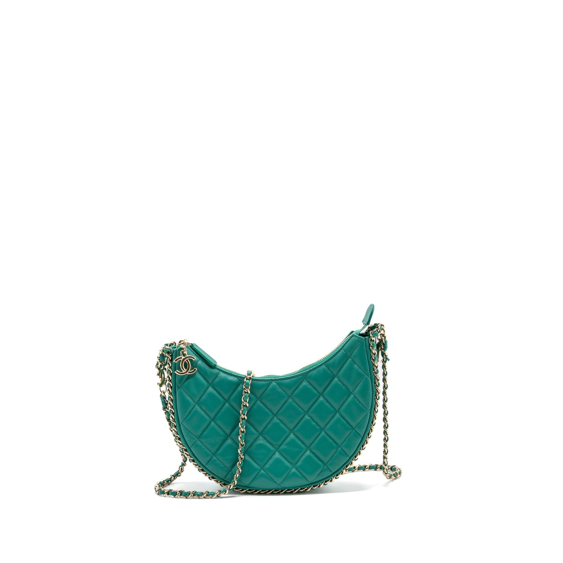 Chanel Moon Hobo Lambskin LGHW microchip Green Small Shoulder Bag
