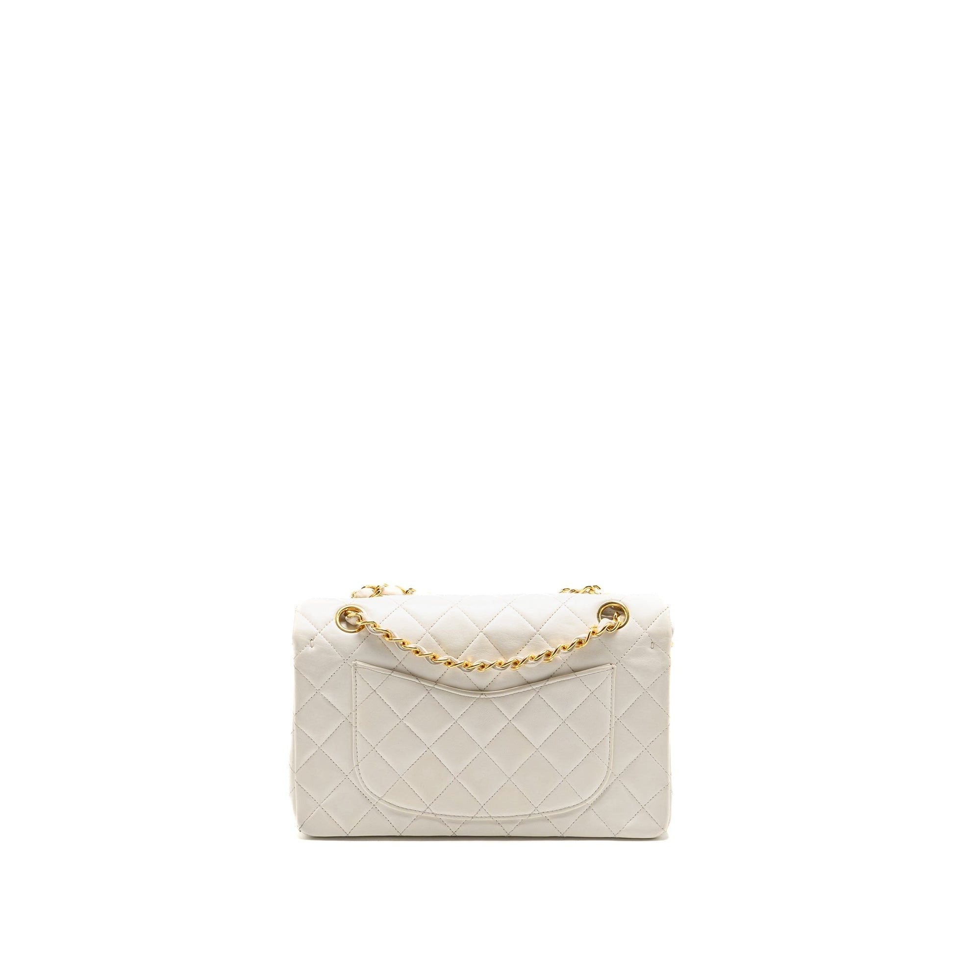 Chanel Classic Double Flap Lambskin GHW White Small Shoulder Bag