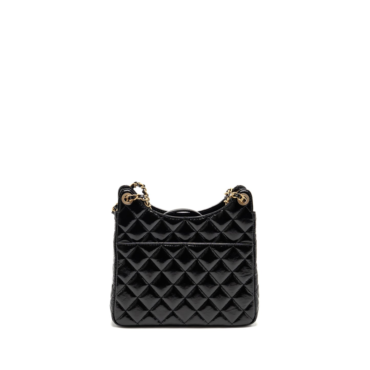 Chanel Hobo Shiny Calfskin Brushed GHW Black Shoulder Bag