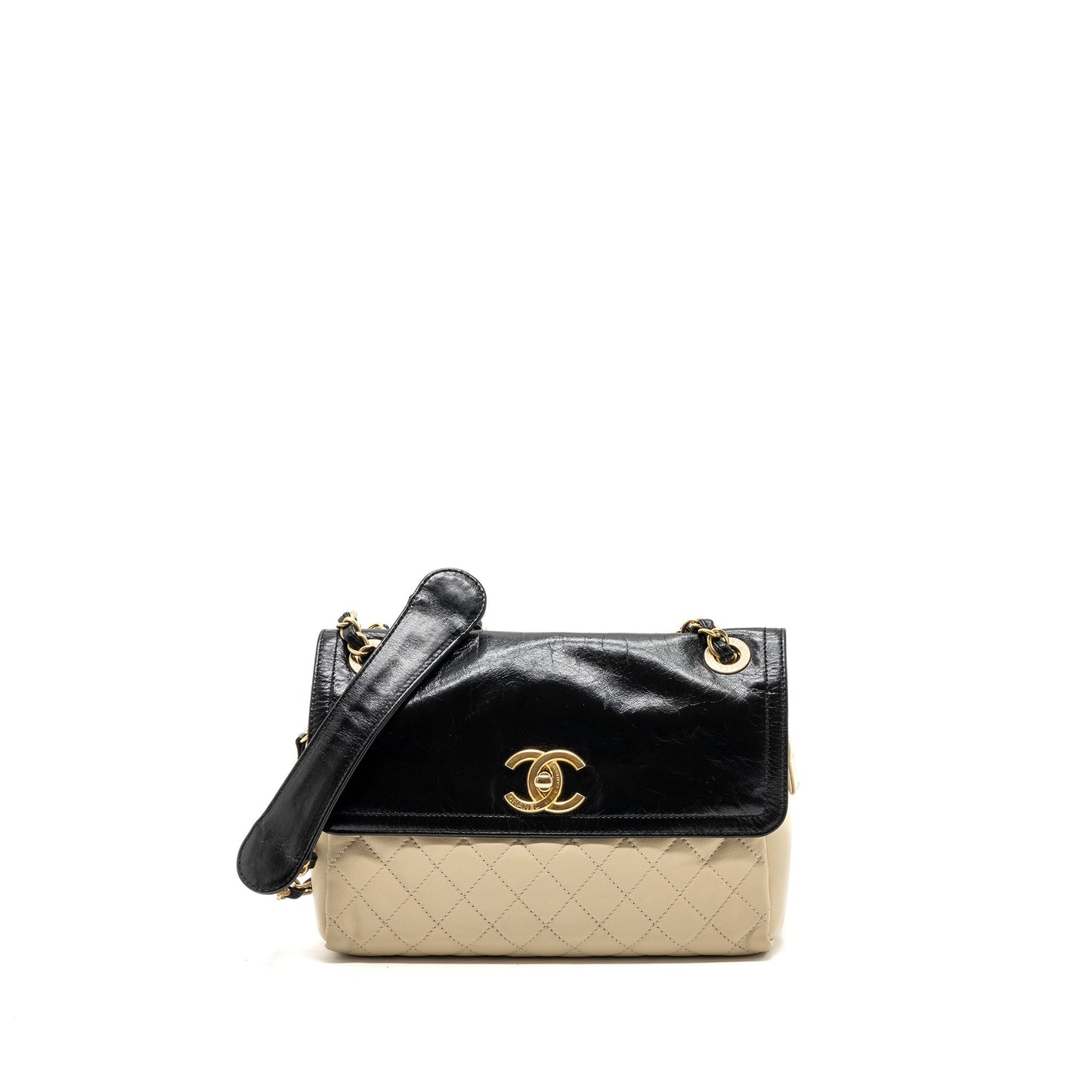 Chanel Mix Flap Cream GHW Black Beige Leather Shoulder Bag