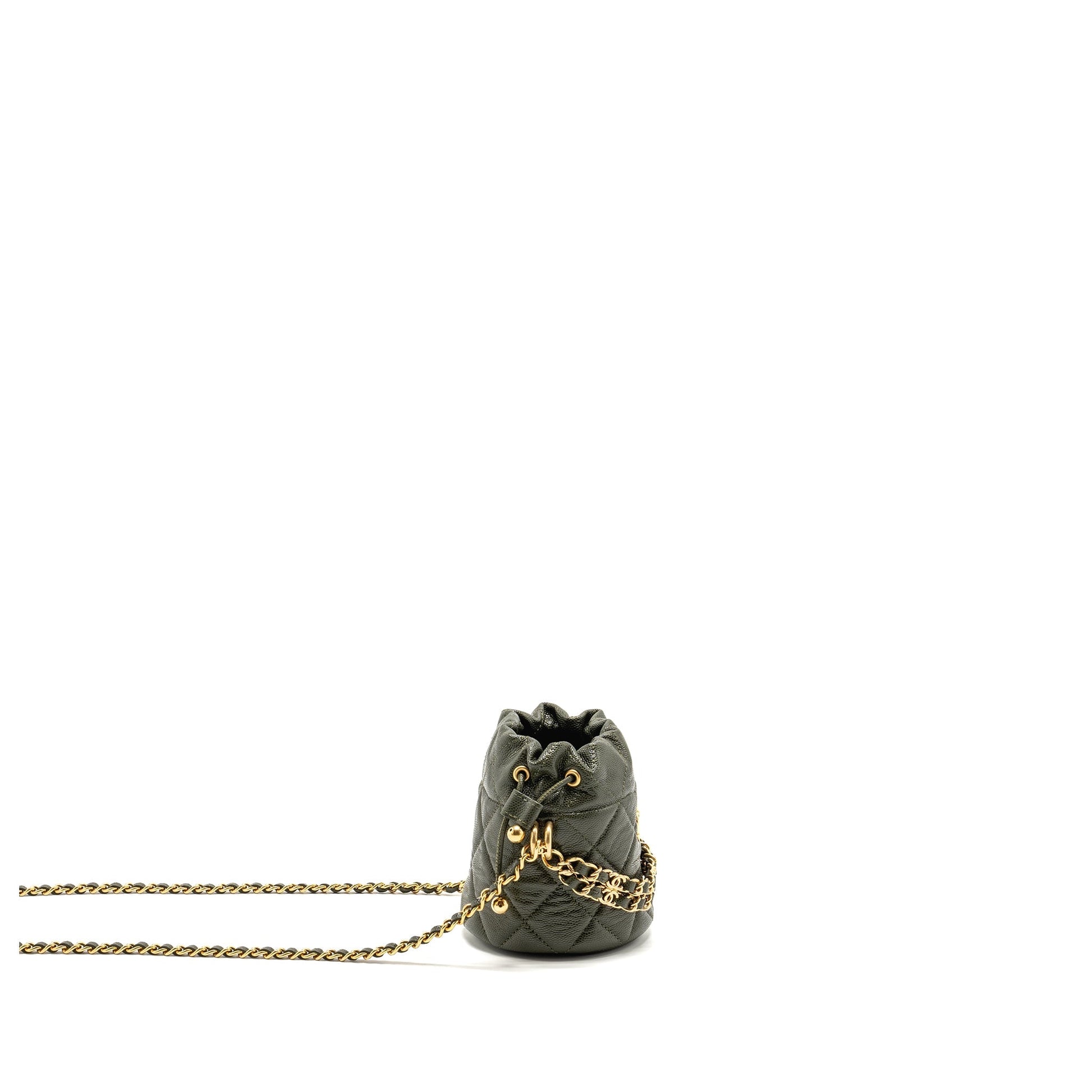 Chanel Bucket caviar dark GHW microchip Green Bucket Bag