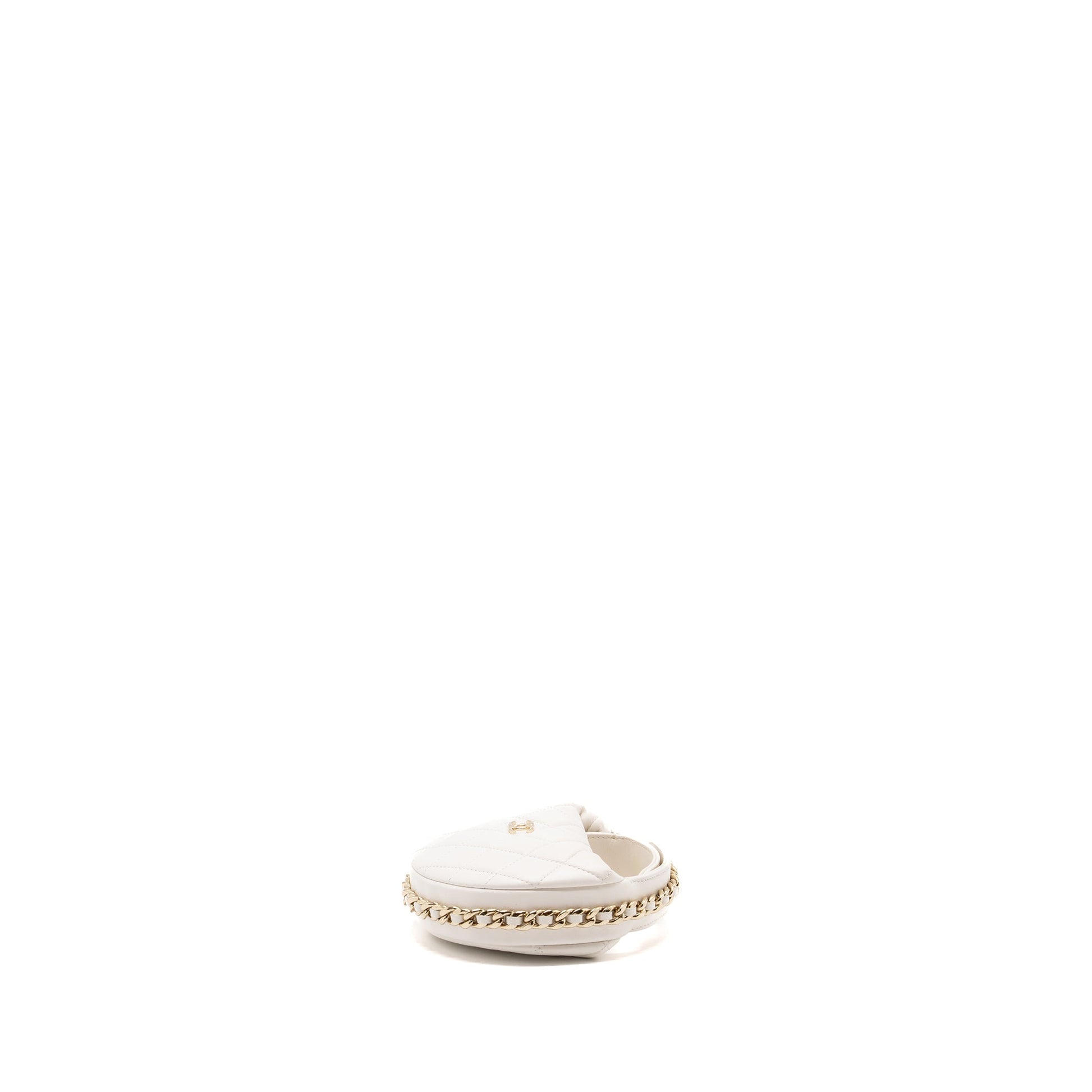 Chanel 23C Round Lambskin LGHW microchip White Clutch Bag Microchip 1