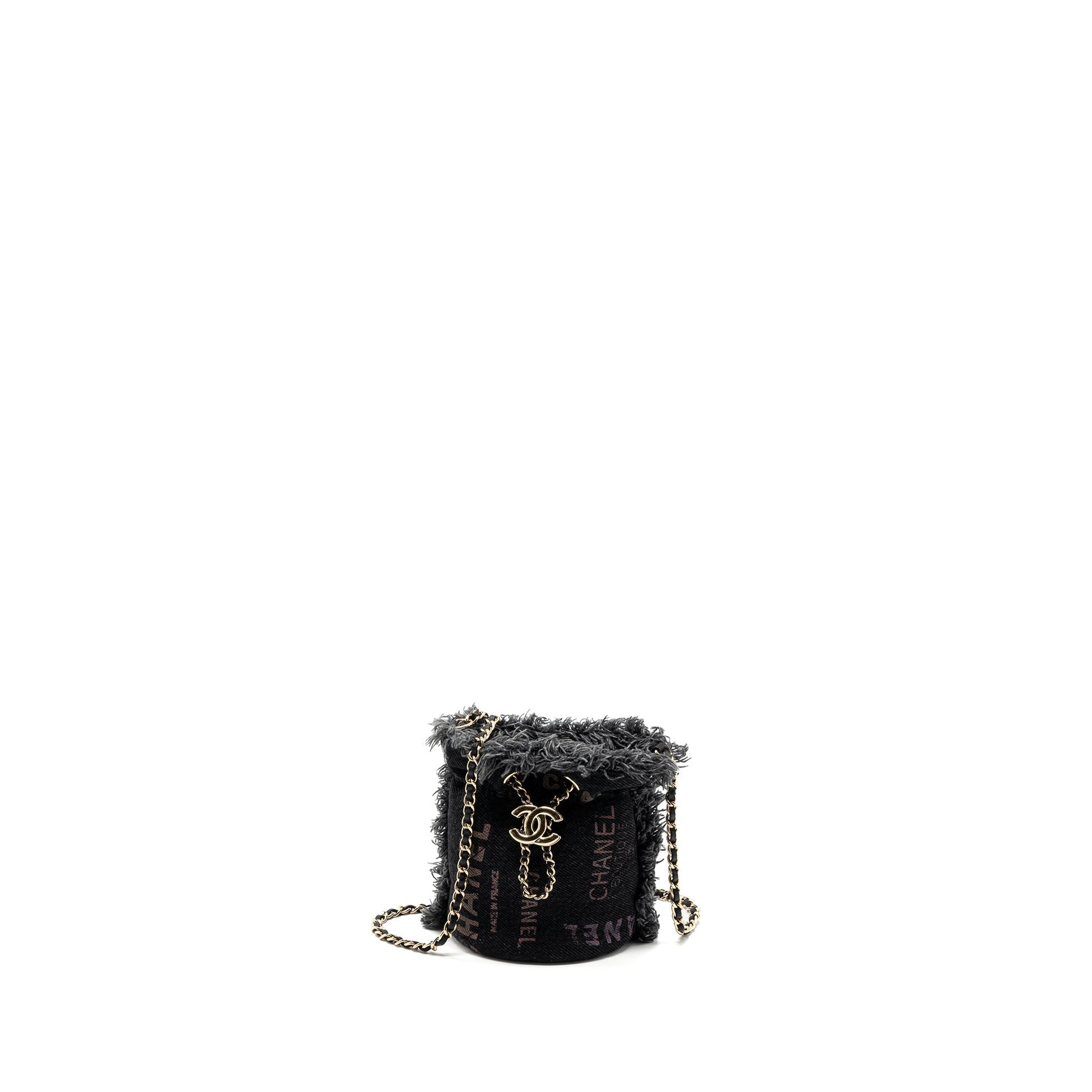 Chanel Super Bucket Denim LGHW Black Bucket Bag