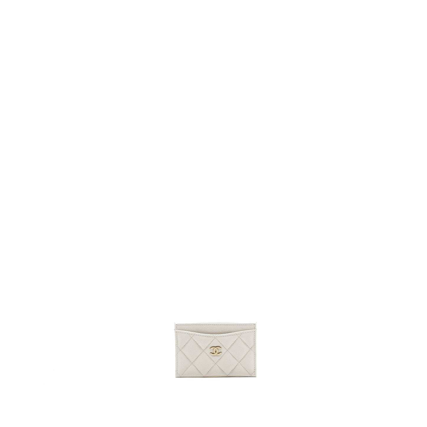 Chanel Classic Card Holder Caviar LGHW Microchip White Wallet Case Lghw Microchip