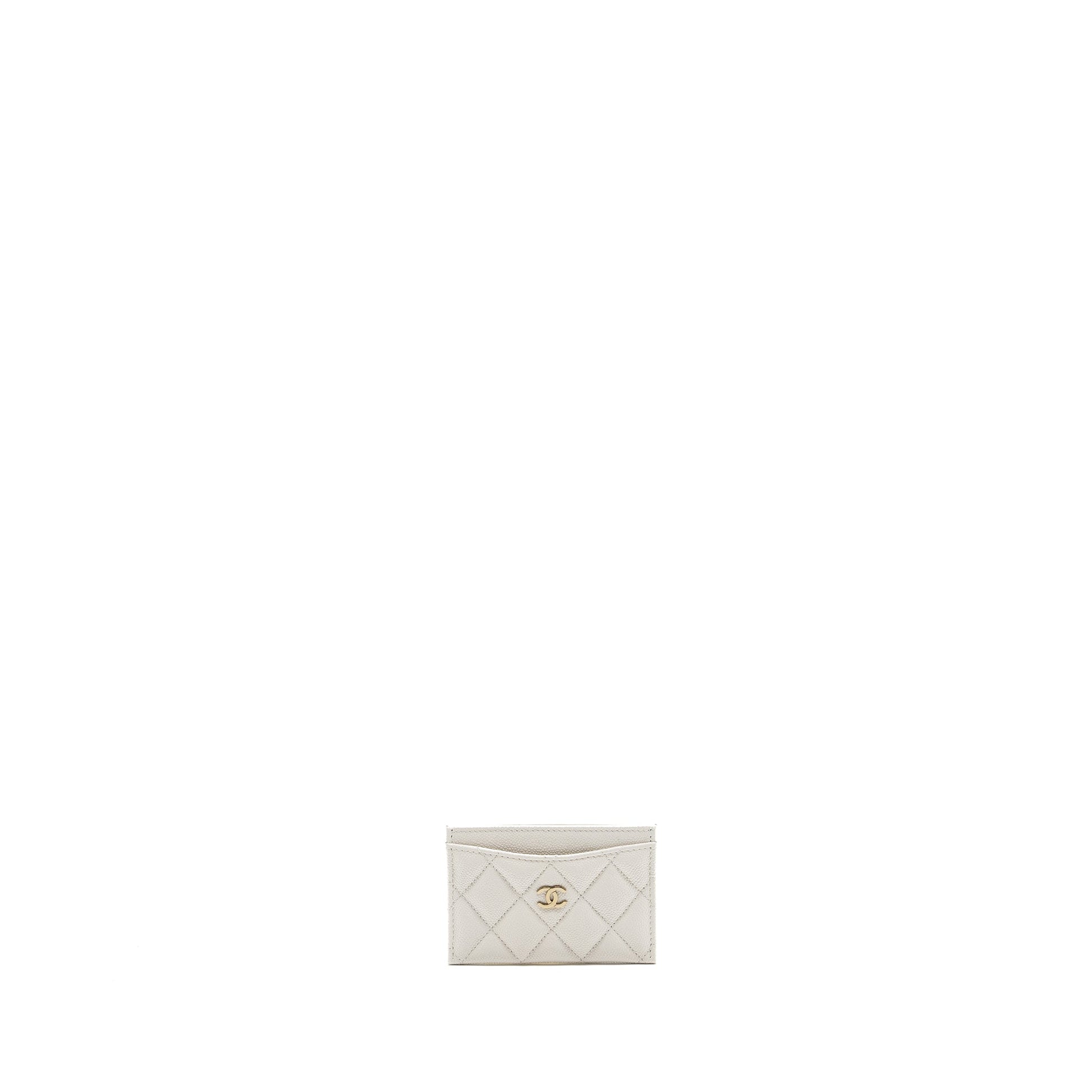 Chanel Classic Card Holder Caviar LGHW Microchip White Wallet Case Lghw Microchip