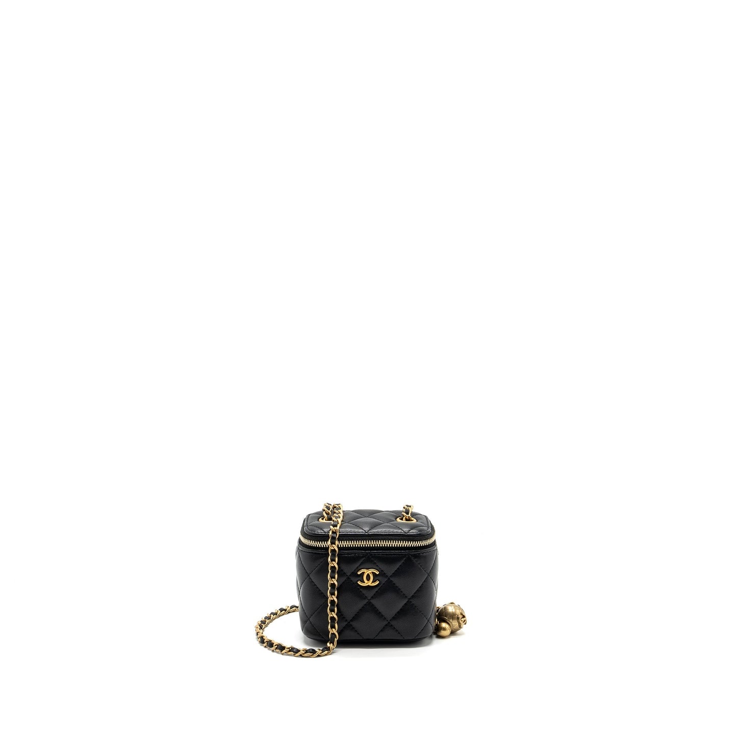 Chanel Pearl Crush vanity lambskin GHW Black Mini Bag With Ghw