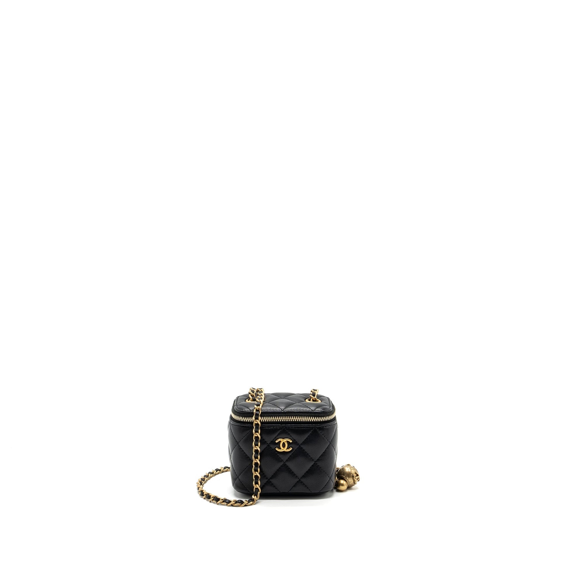 Chanel Pearl Crush vanity lambskin GHW Black Mini Bag With Ghw