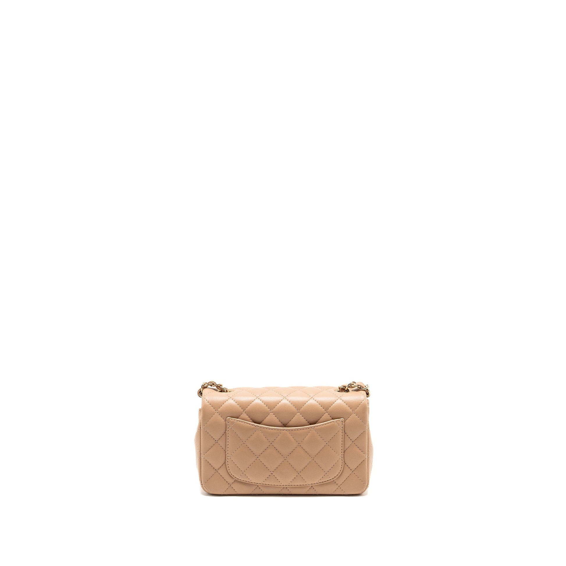 Chanel Rectangular Flap Lambskin Light LGHW microchip Beige Shoulder Bag