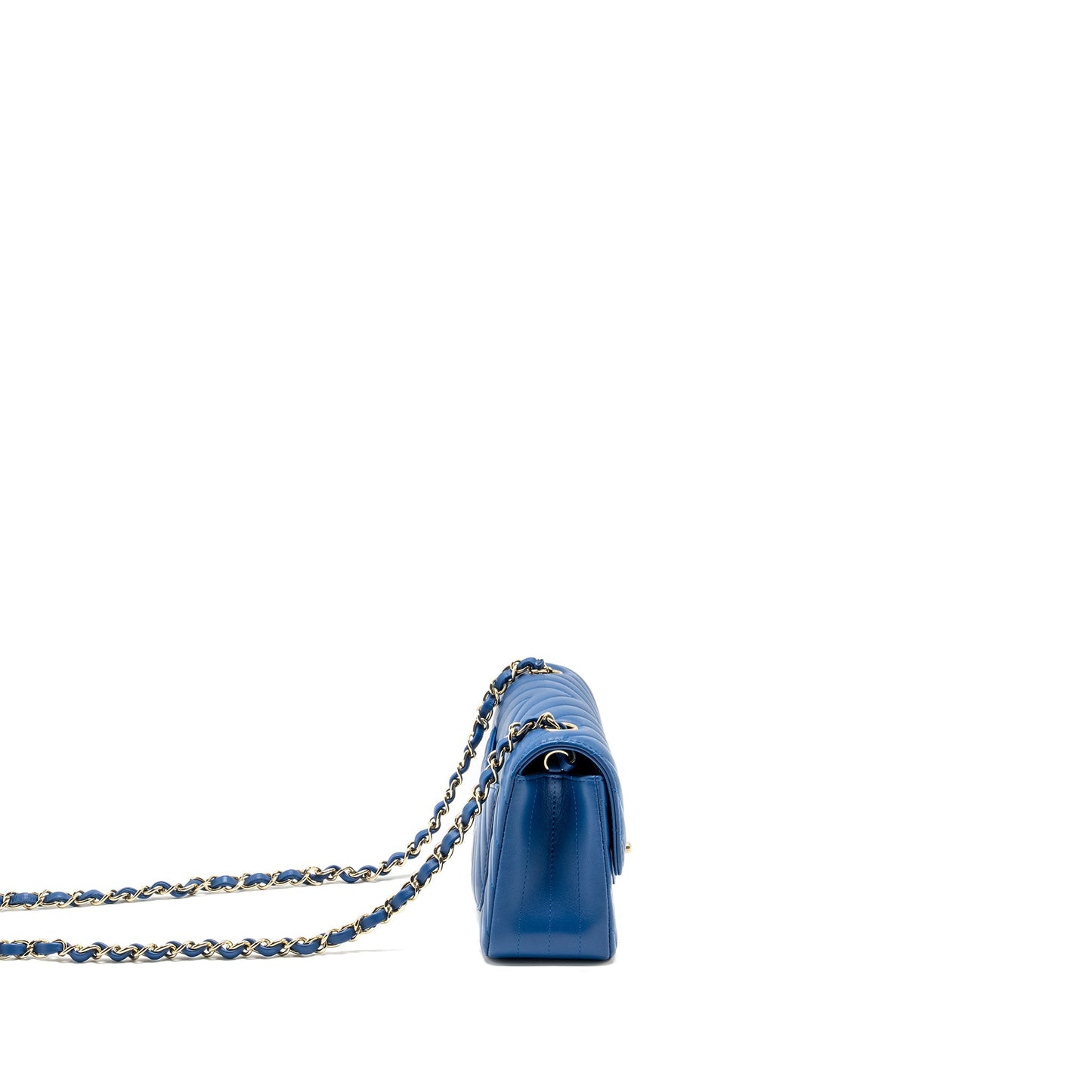 Chanel Rectangular Flap Chevron Lambskin LGHW Blue Shoulder Bag Lghw 2