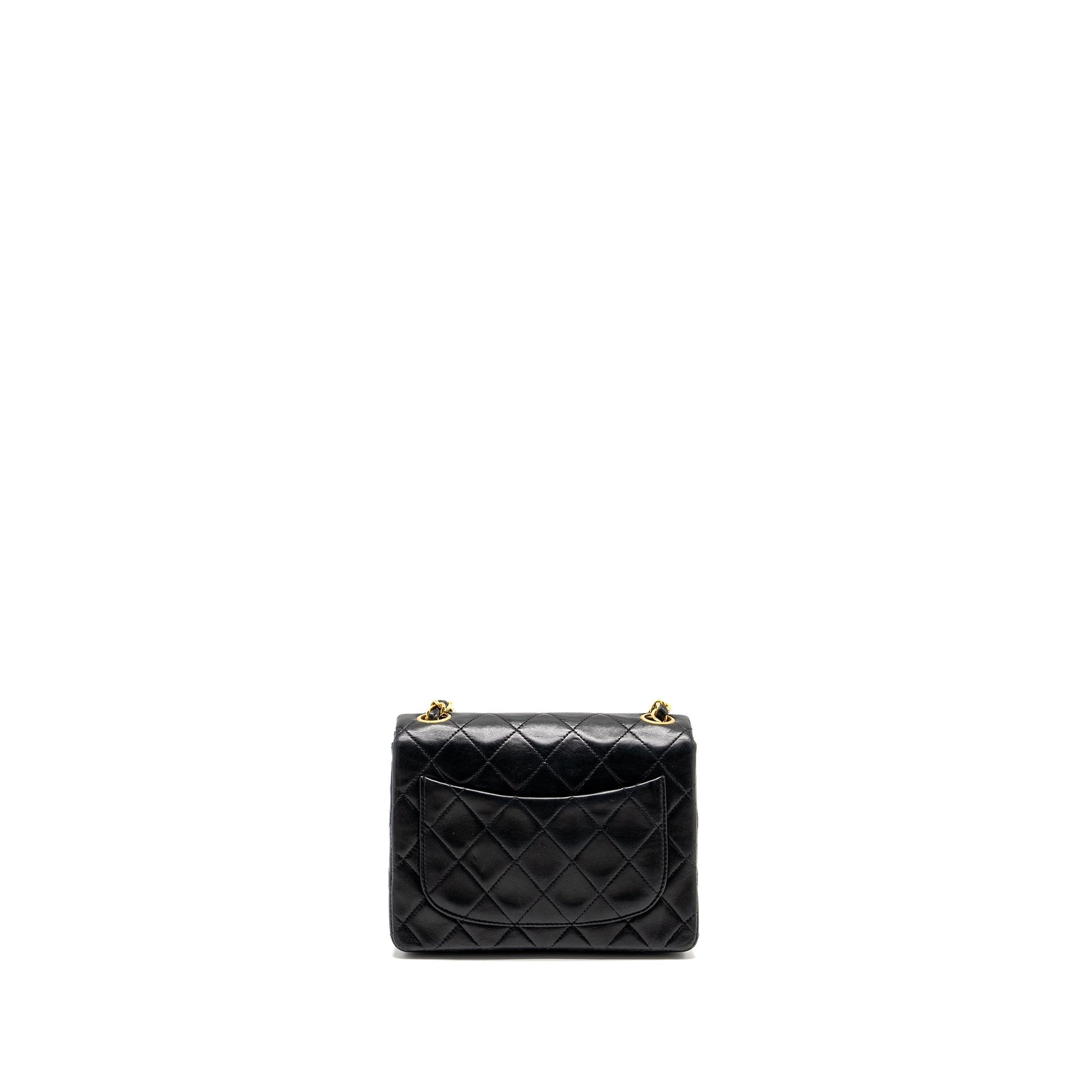 Chanel Square Flap Lambskin GHW Black Shoulder Bag Ghw 2