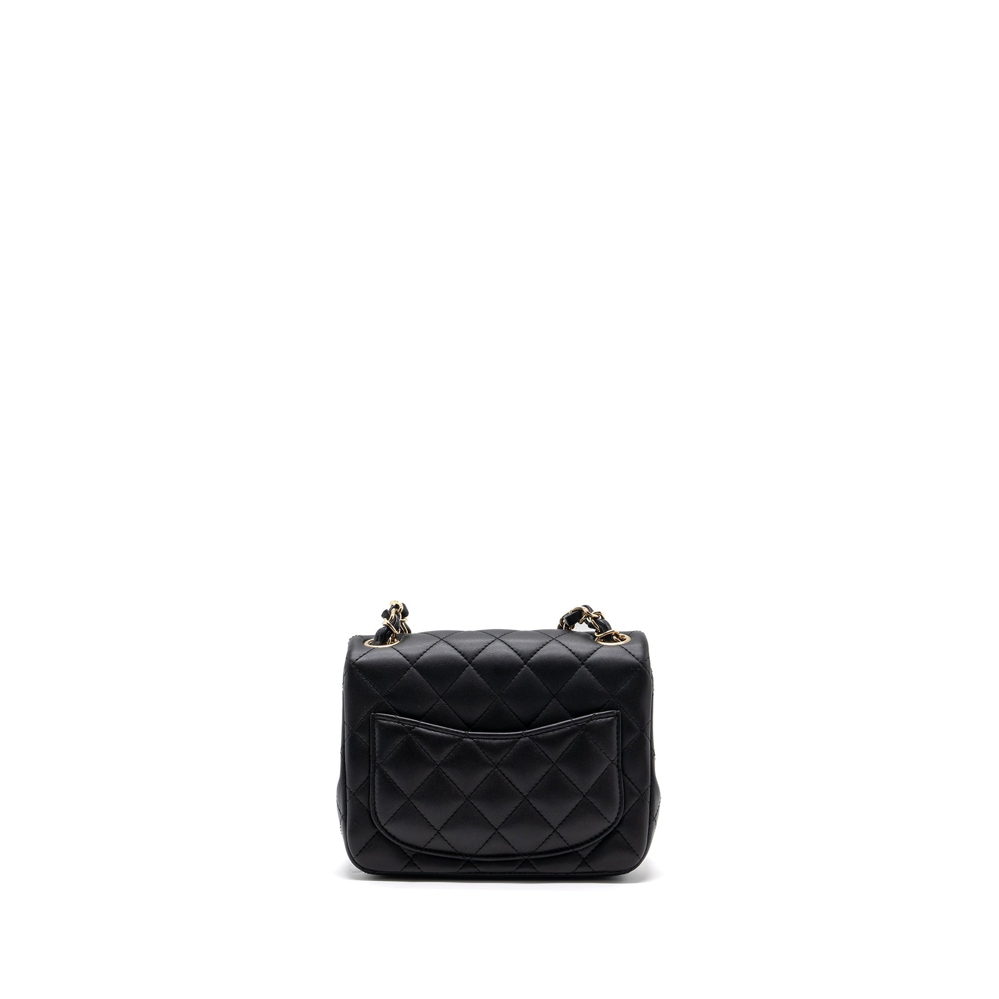 Chanel square flap lambskin GHW Black Shoulder Bag 3