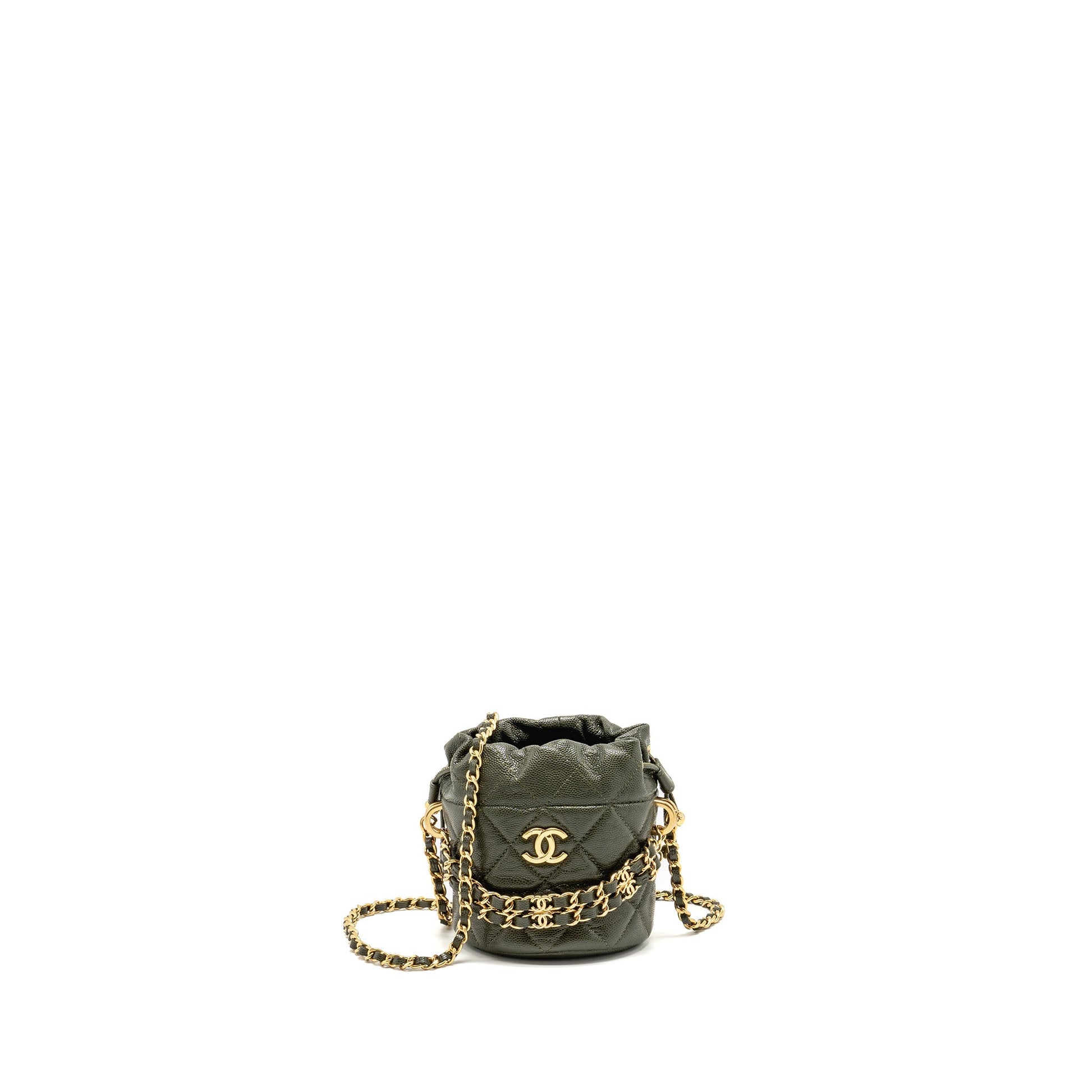 Chanel Bucket caviar dark GHW microchip Green Bucket Bag