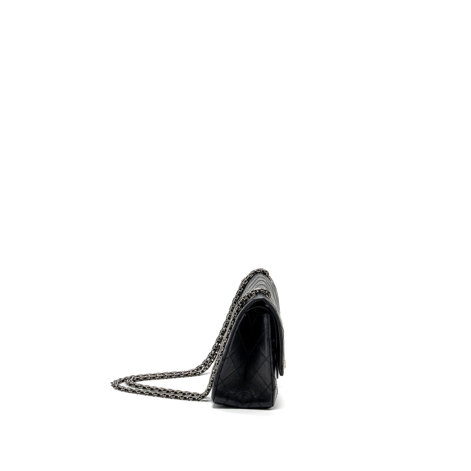 Chanel 2.55 reissue flap aged calfskin ruthenium Black Small Shoulder Bag Ruthenium Hardware