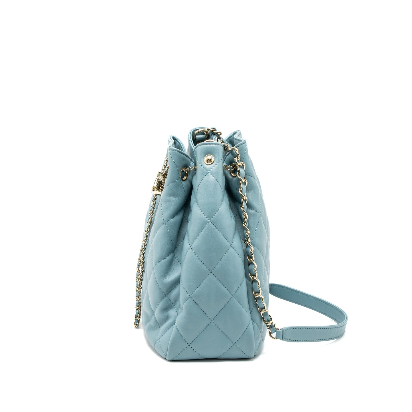 Chanel Bucket Calfskin Light LGHW Blue Bucket Bag