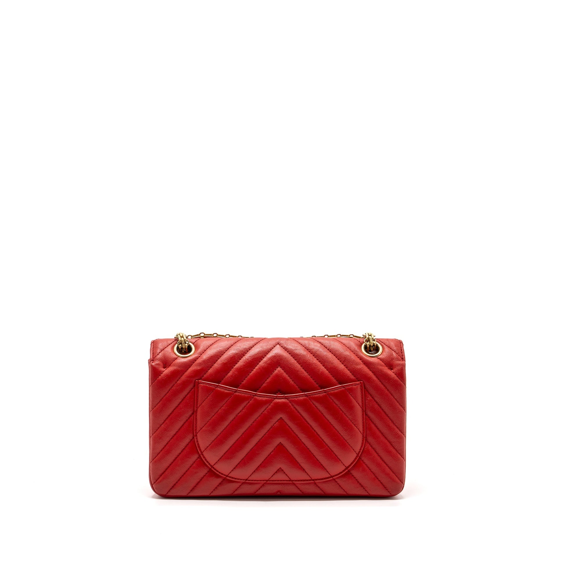 Chanel 2.55 Reissue Flap Chevron Calfskin GHW Red Small Shoulder Bag