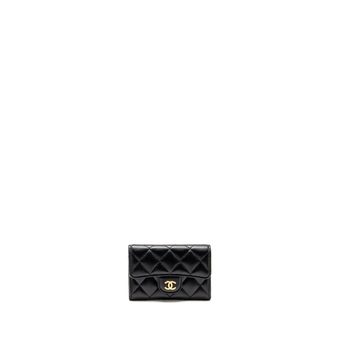 Chanel Classic Flap Card Holder Lambskin GHW Black Wallet Case