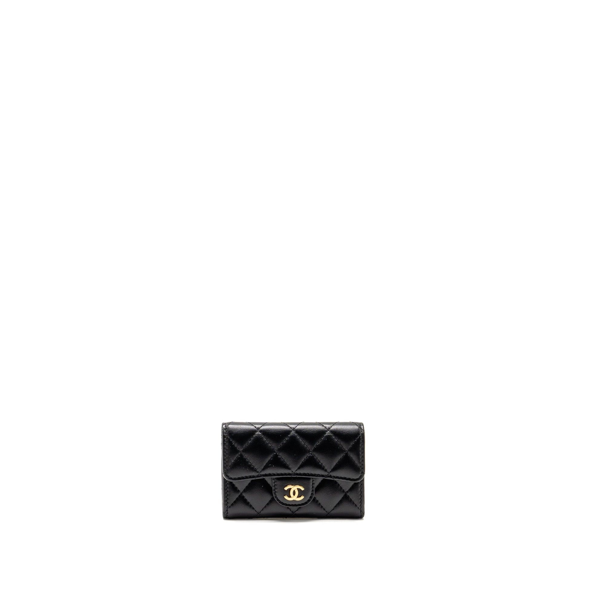 Chanel Classic Flap Card Holder Lambskin GHW Black Wallet Case