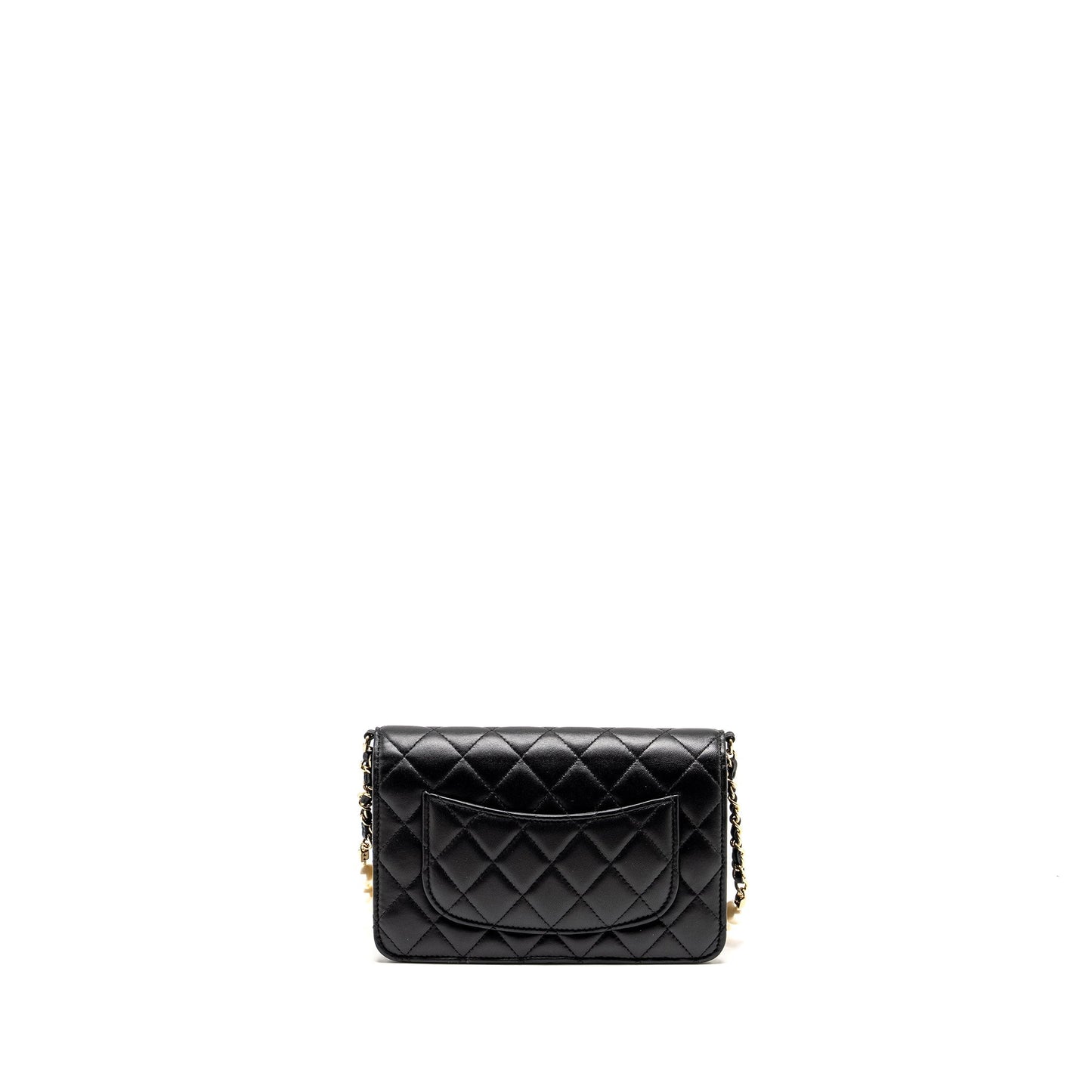 Chanel Pearl On Lambskin LGHW microchip Black Wallet Case