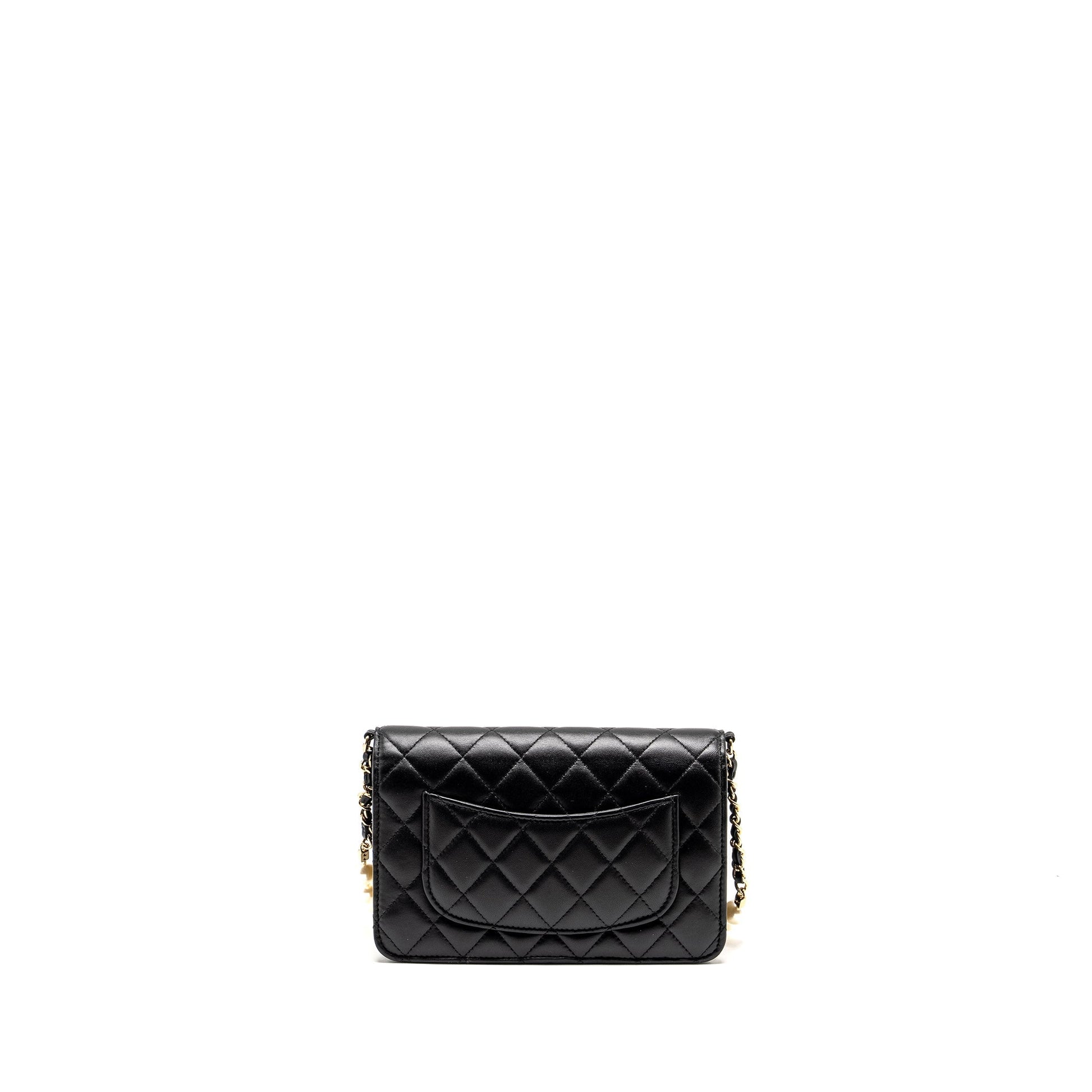 Chanel Pearl On Lambskin LGHW microchip Black Wallet Case