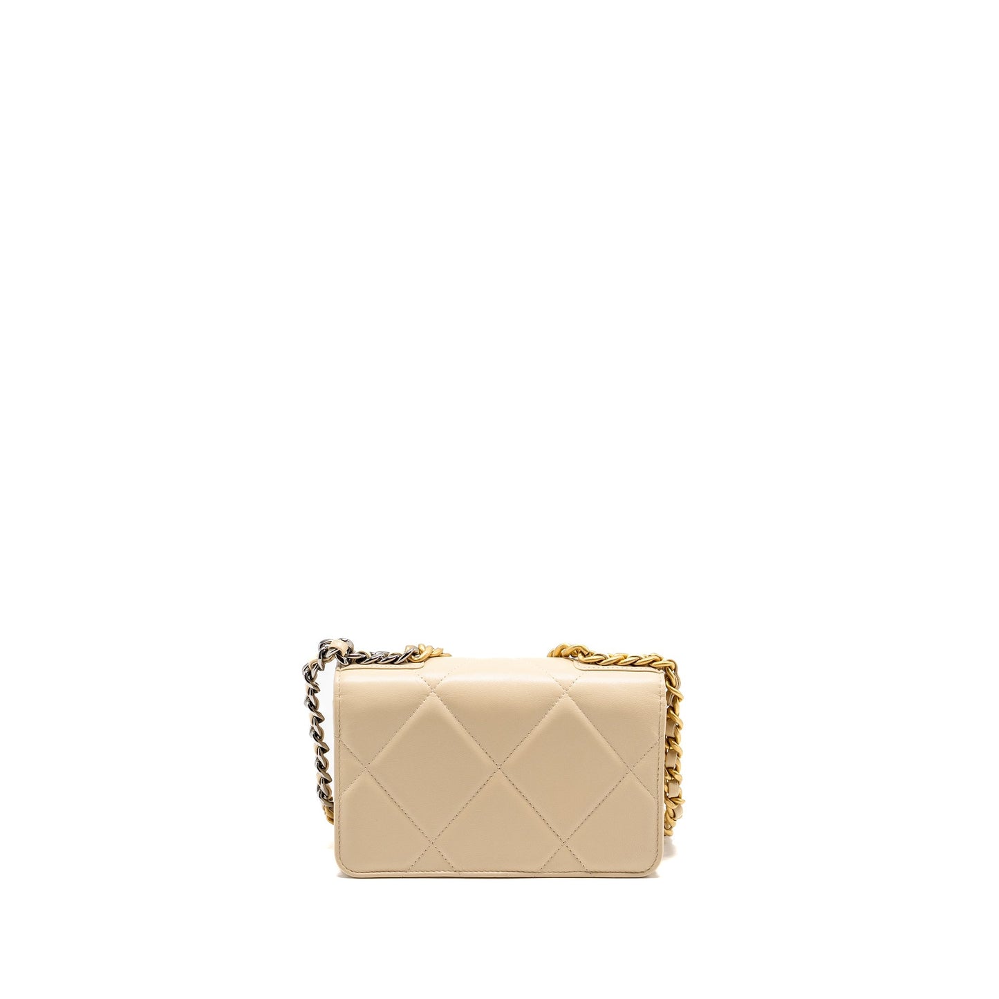 Chanel 19 on Lambskin Light Hardware Multicolour Beige Wallet Case