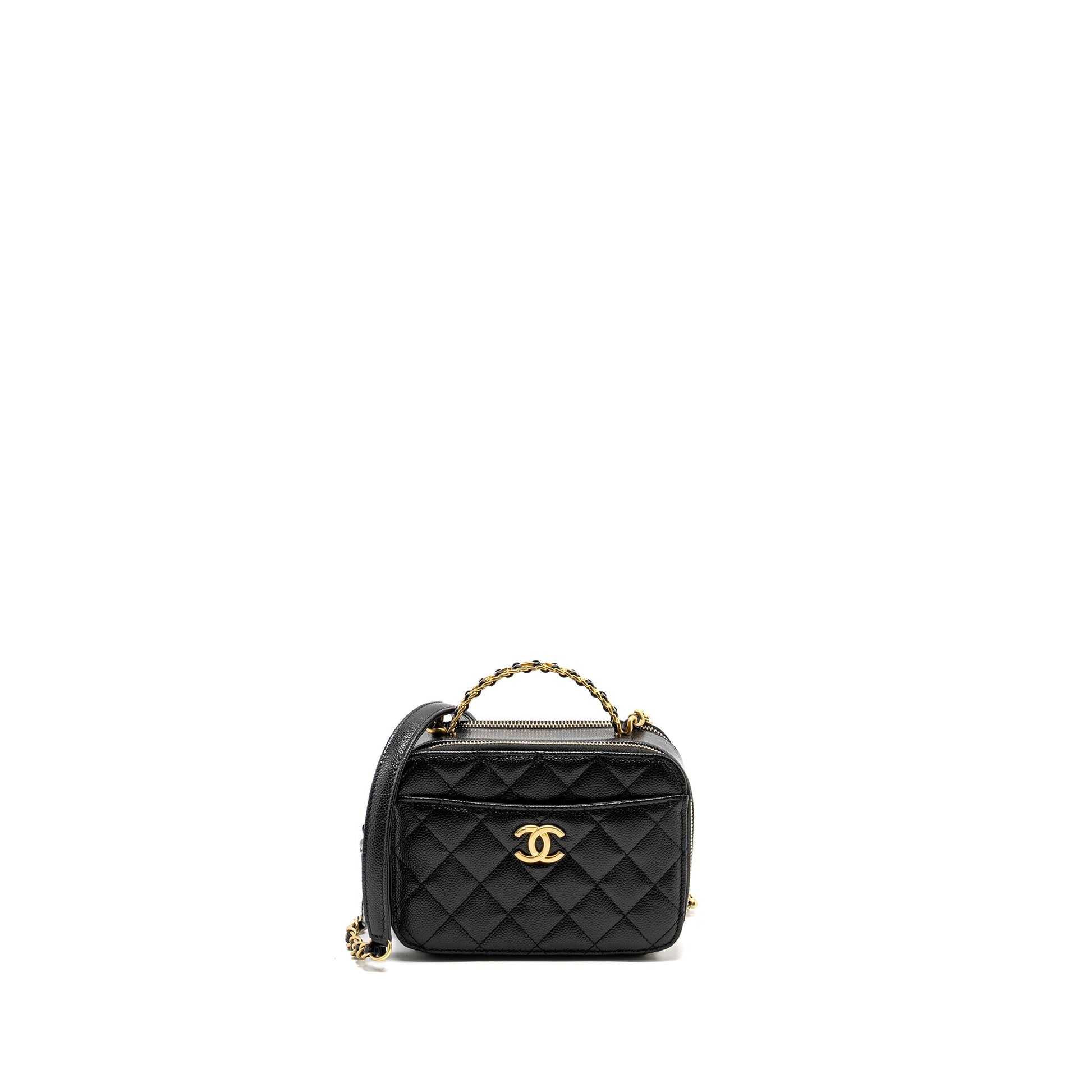 Chanel 22s Letter Top Handle Vanity Caviar Black Small Handbag Microchip 2