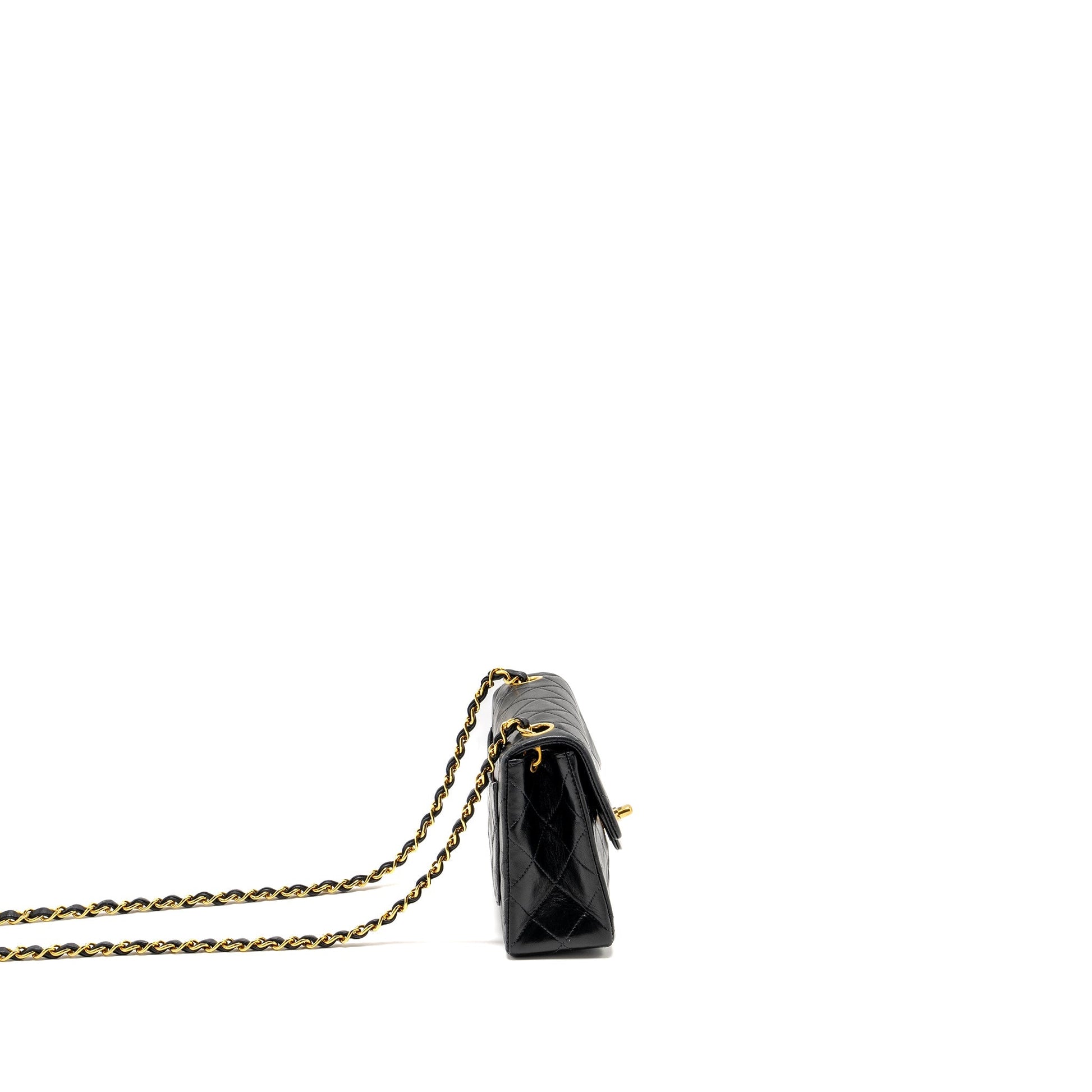 Chanel Square Flap Lambskin GHW Black Shoulder Bag Ghw 2