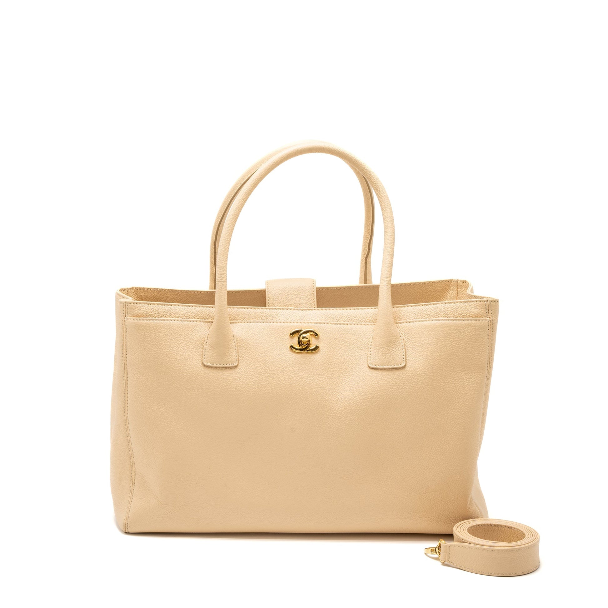 Chanel Cerf Grained Calfskin GHW Beige Tote Bag
