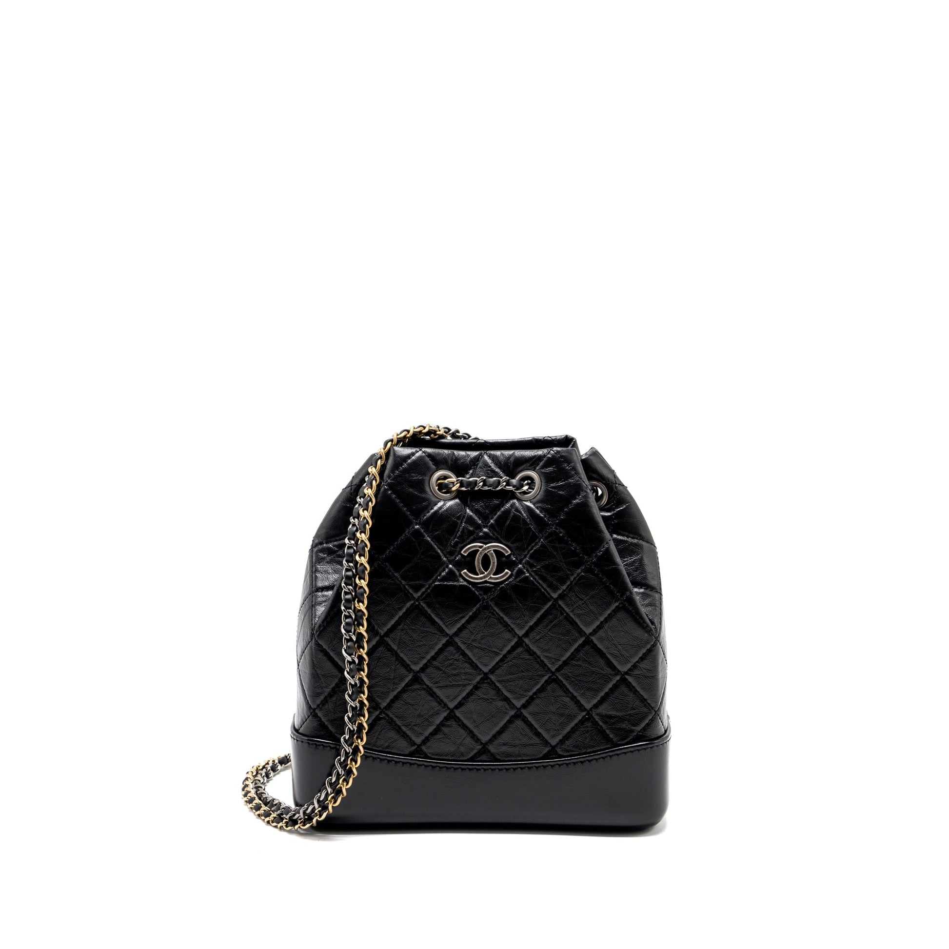 Chanel Gabrielle Backpack Aged Calfskin colour Hardware Multicolour Black Small