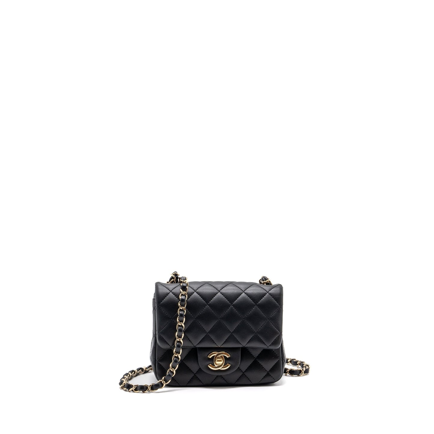 Chanel square flap lambskin GHW Black Shoulder Bag 3