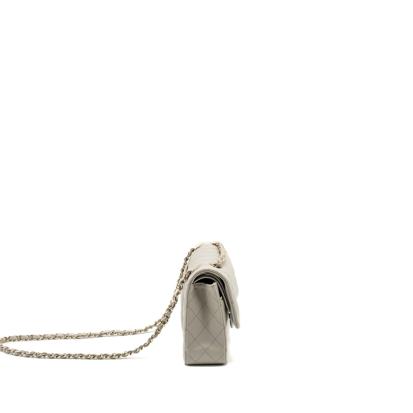 Chanel Classic double flap lambskin light LGHW Grey Shoulder Bag