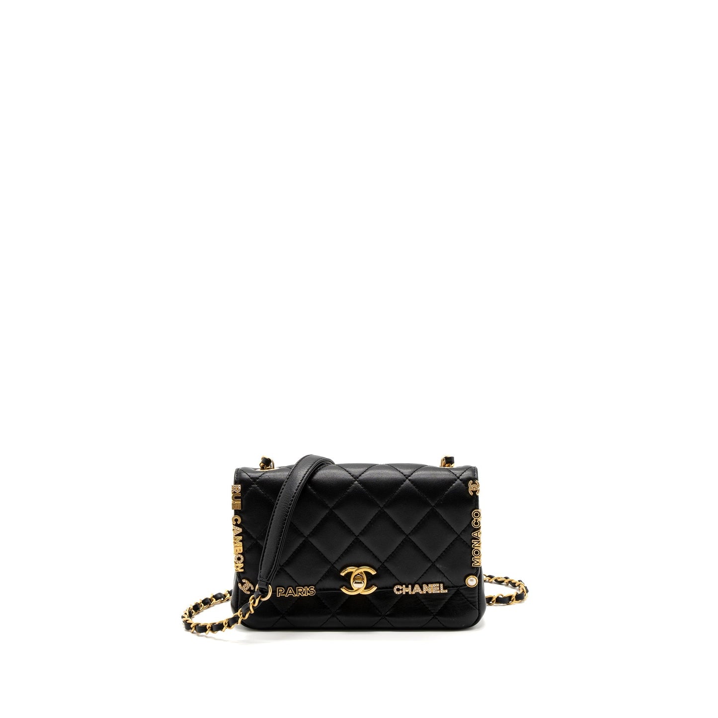 Chanel limited edition quilted flap lambskin GHW Black Shoulder Bag