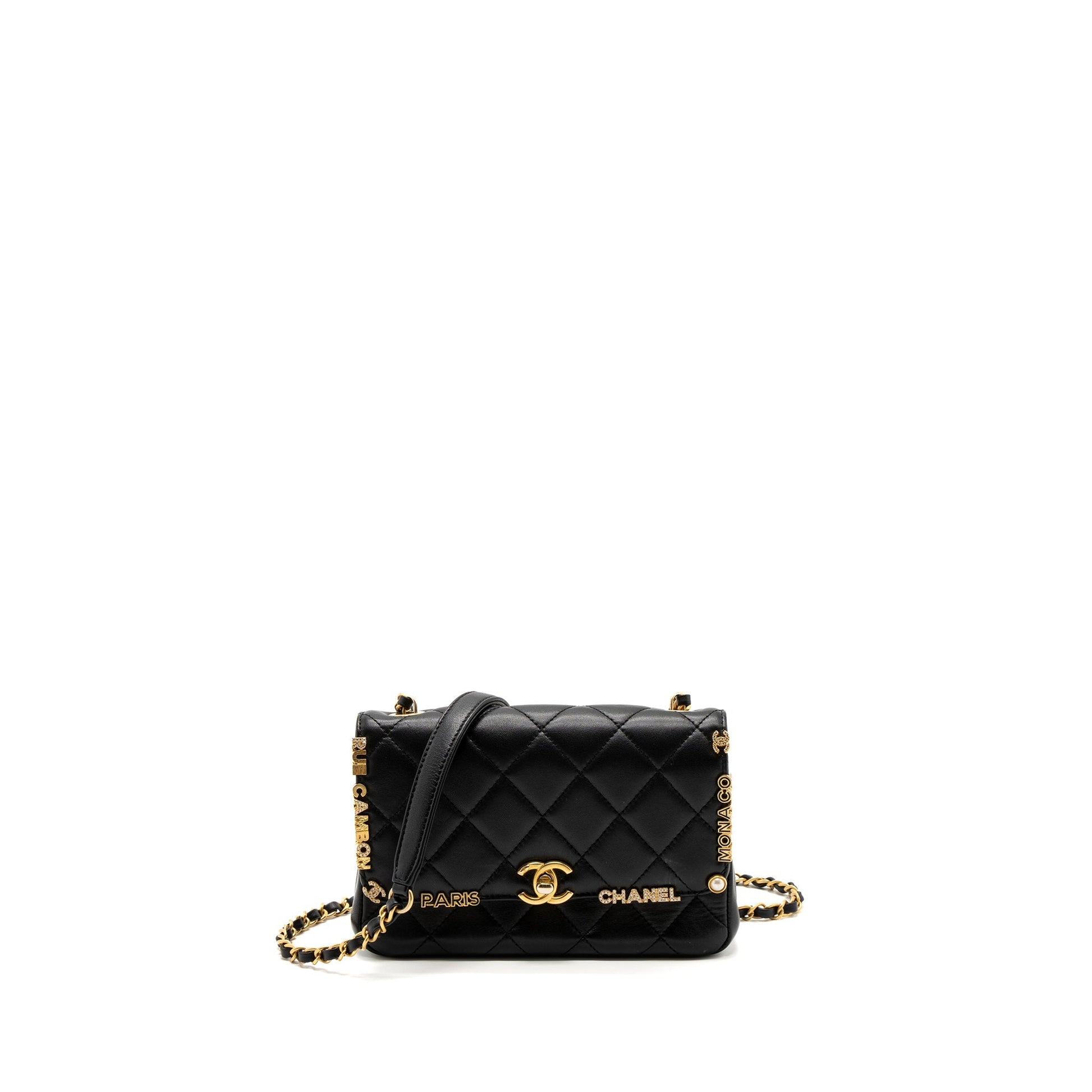 Chanel limited edition quilted flap lambskin GHW Black Shoulder Bag