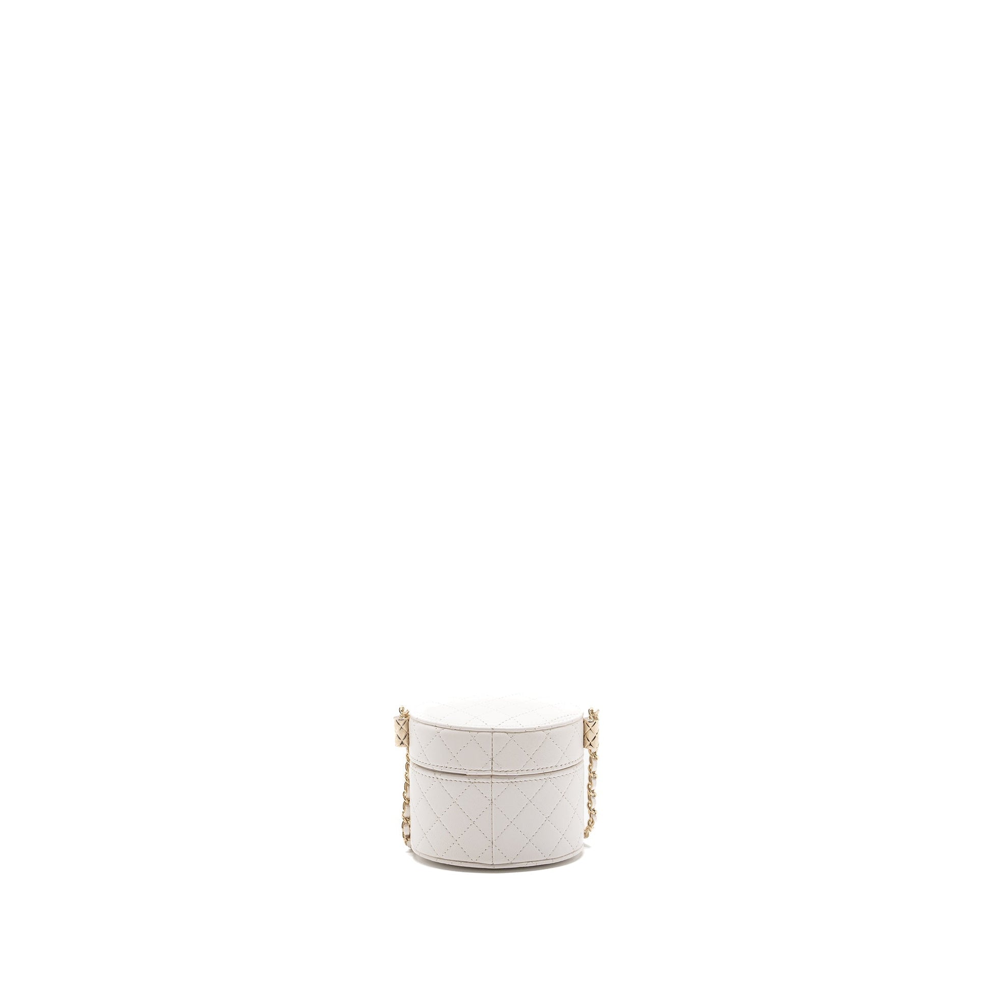 Chanel vanity lambskin LGHW White Mini Bag