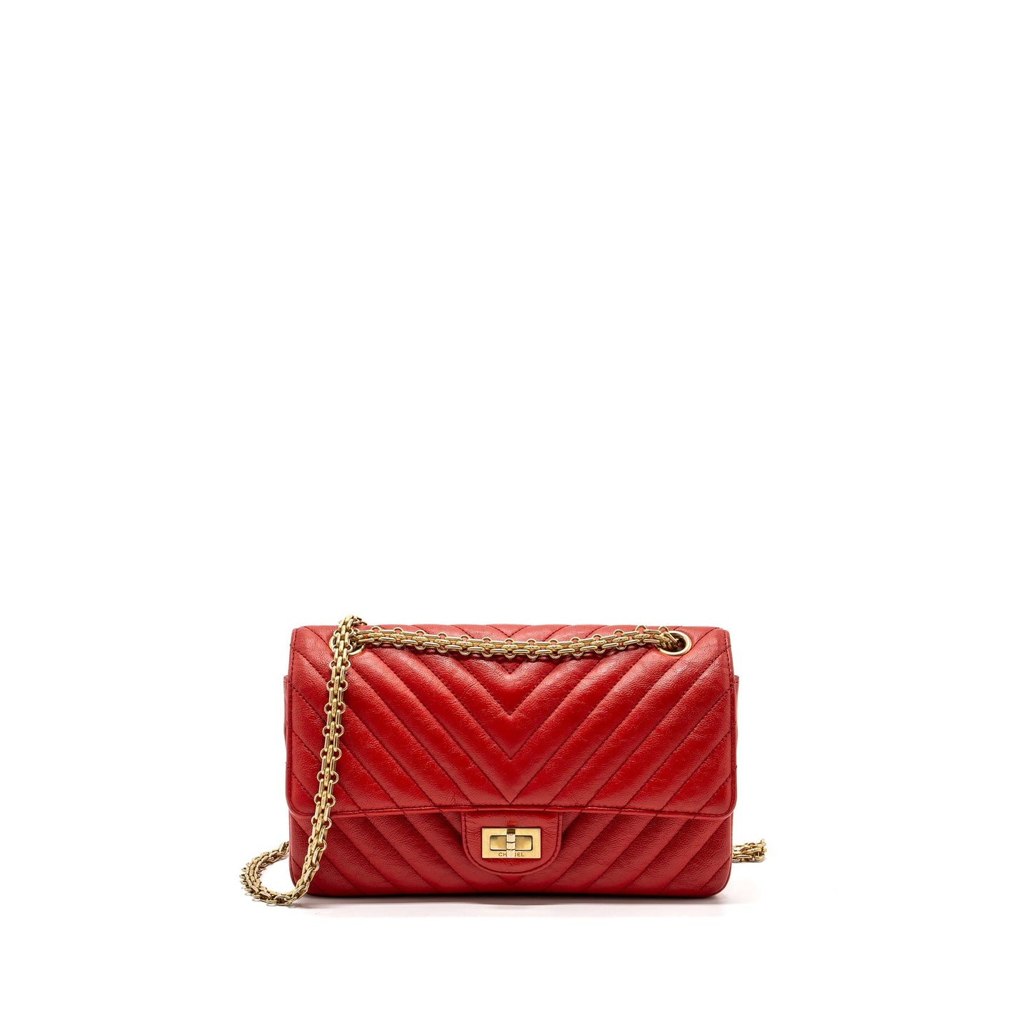 Chanel 2.55 Reissue Flap Chevron Calfskin GHW Red Small Shoulder Bag