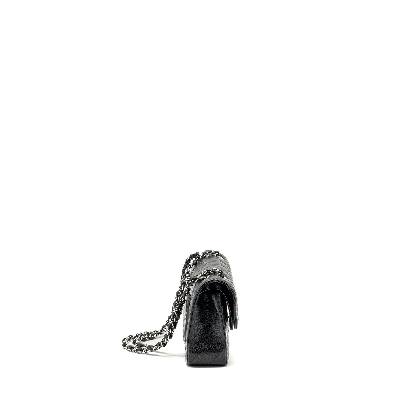 Chanel Classic Double Flap Caviar SHW Microchip Black Small Shoulder Bag 6
