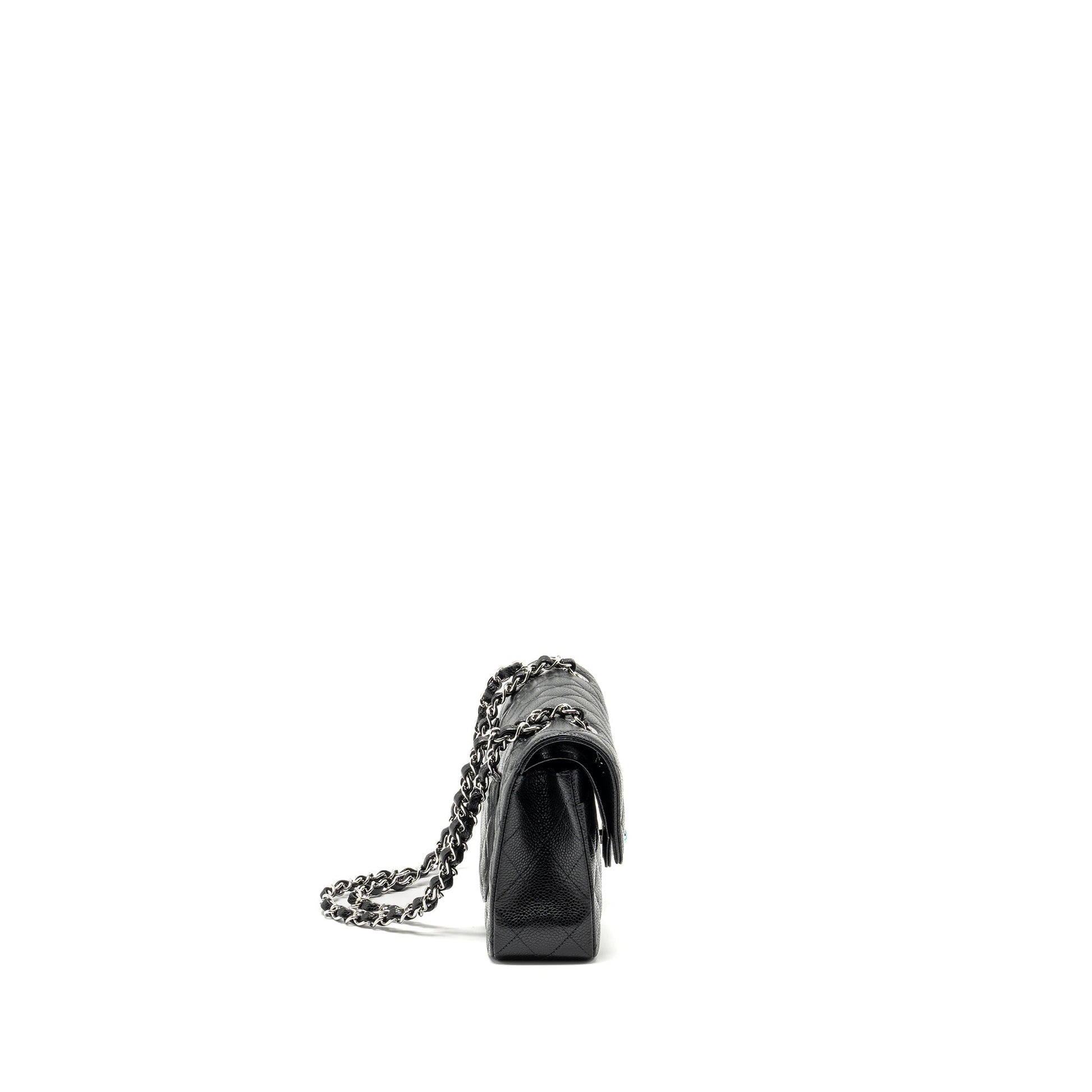Chanel Classic Double Flap Caviar SHW Microchip Black Small Shoulder Bag 6