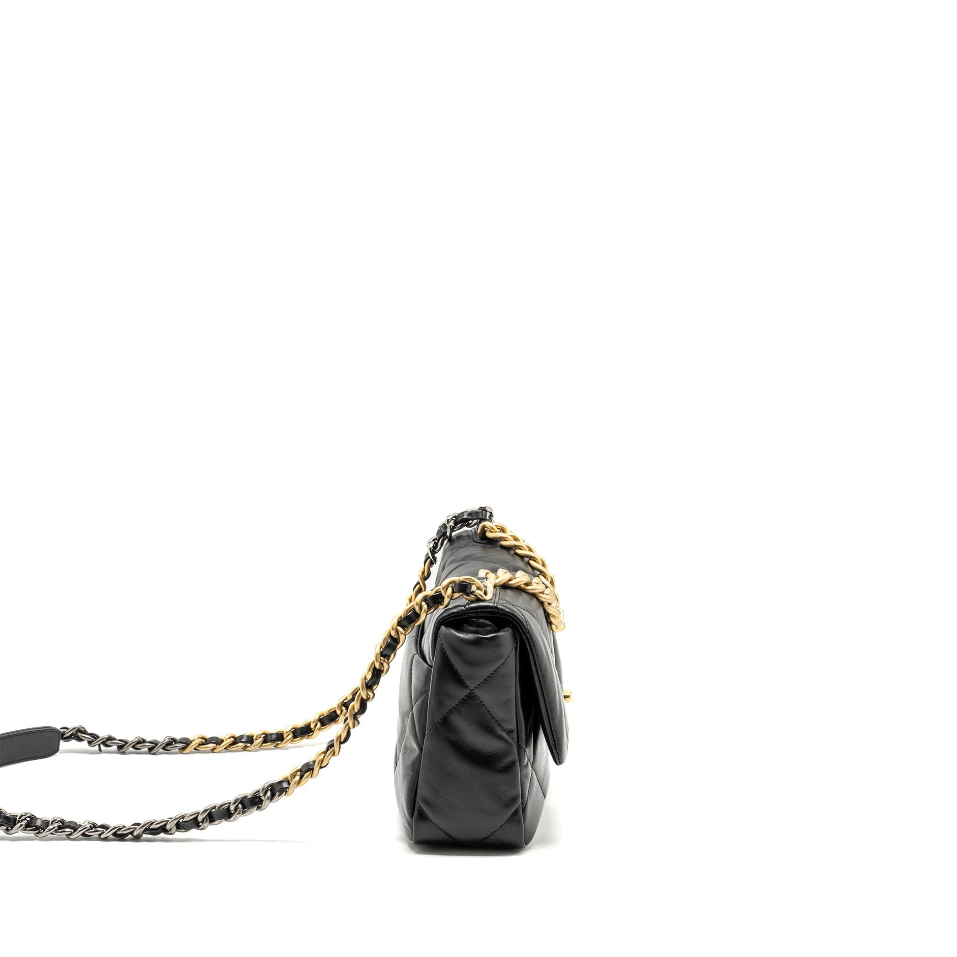 Chanel 19 Goatskin hardware Multicolor Multicolour Black Small Handbag