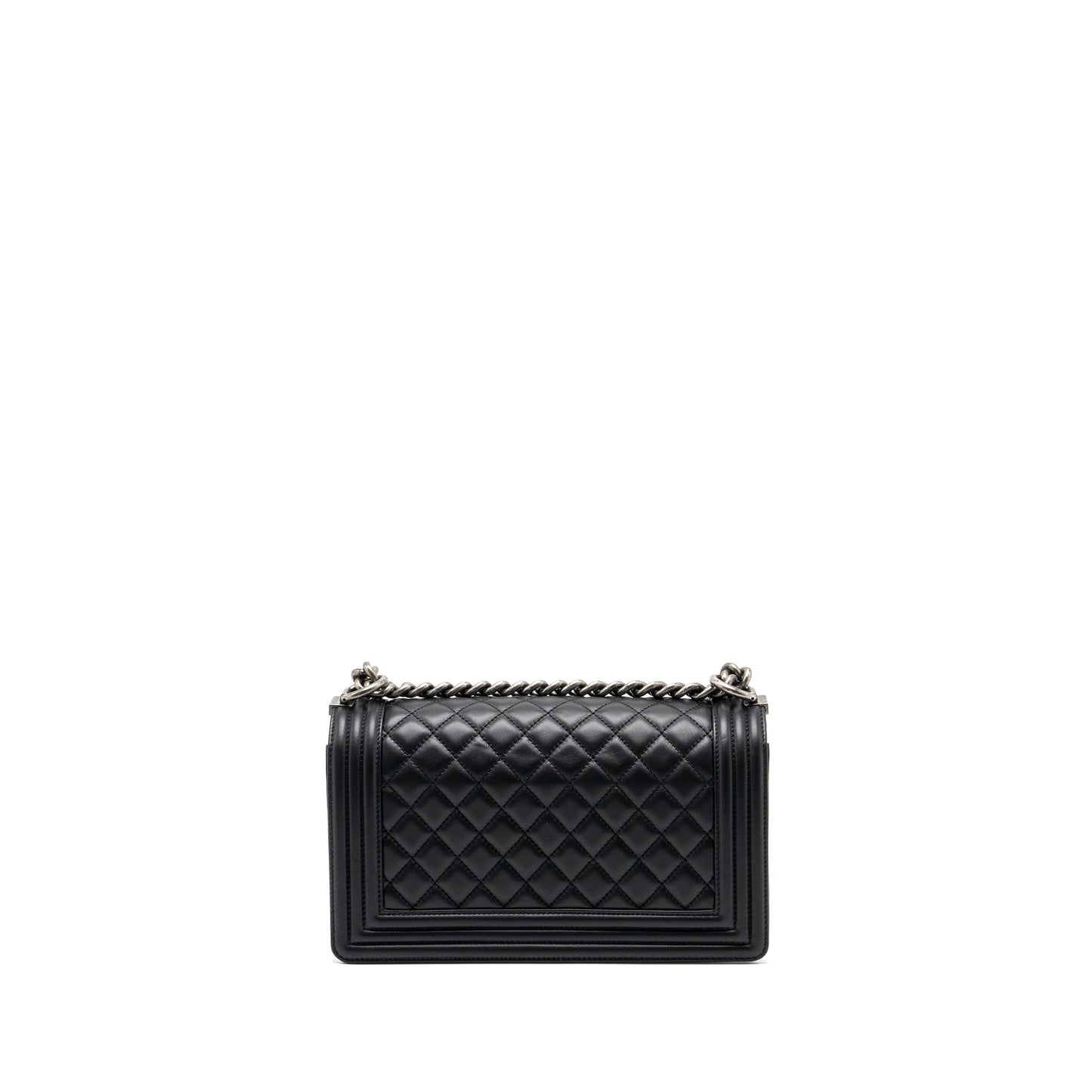 Chanel Boy Calfskin Ruthenium Hardware Black Handbag Ruthenium Hardware