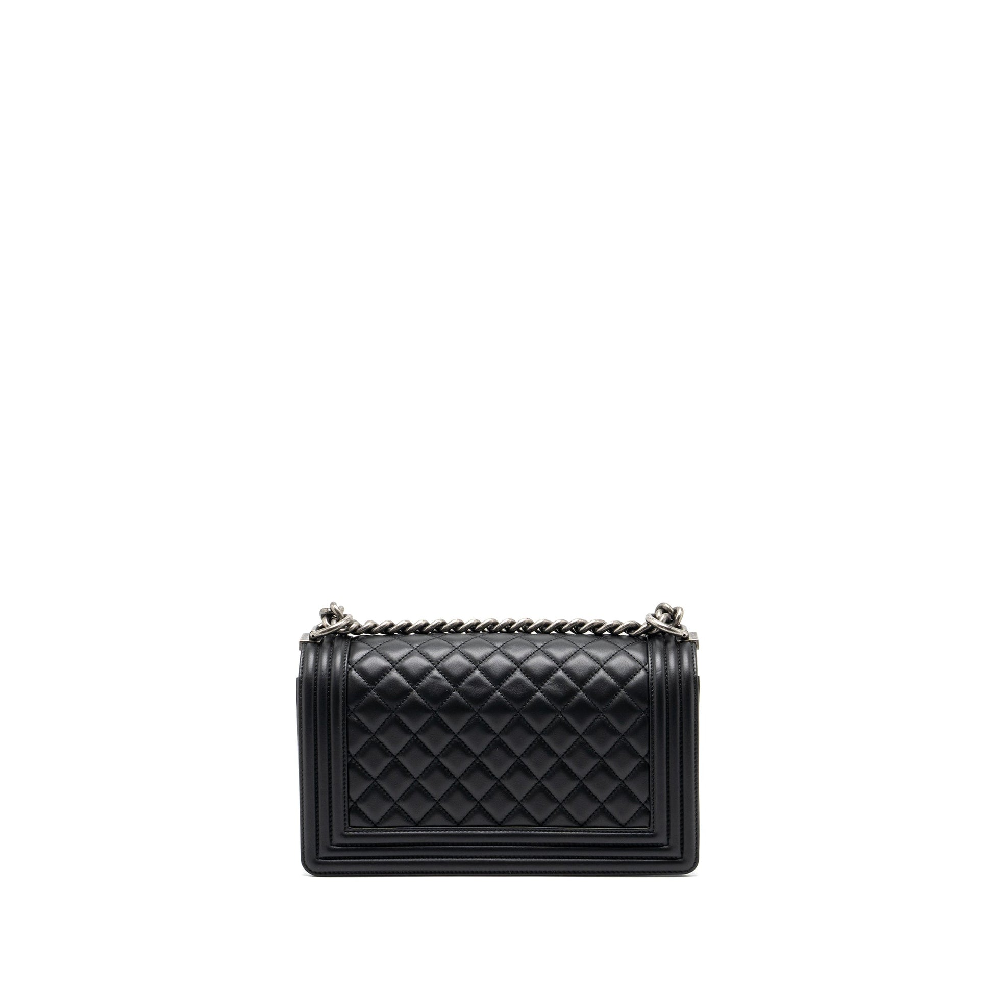 Chanel Boy Calfskin Ruthenium Hardware Black Handbag Ruthenium Hardware