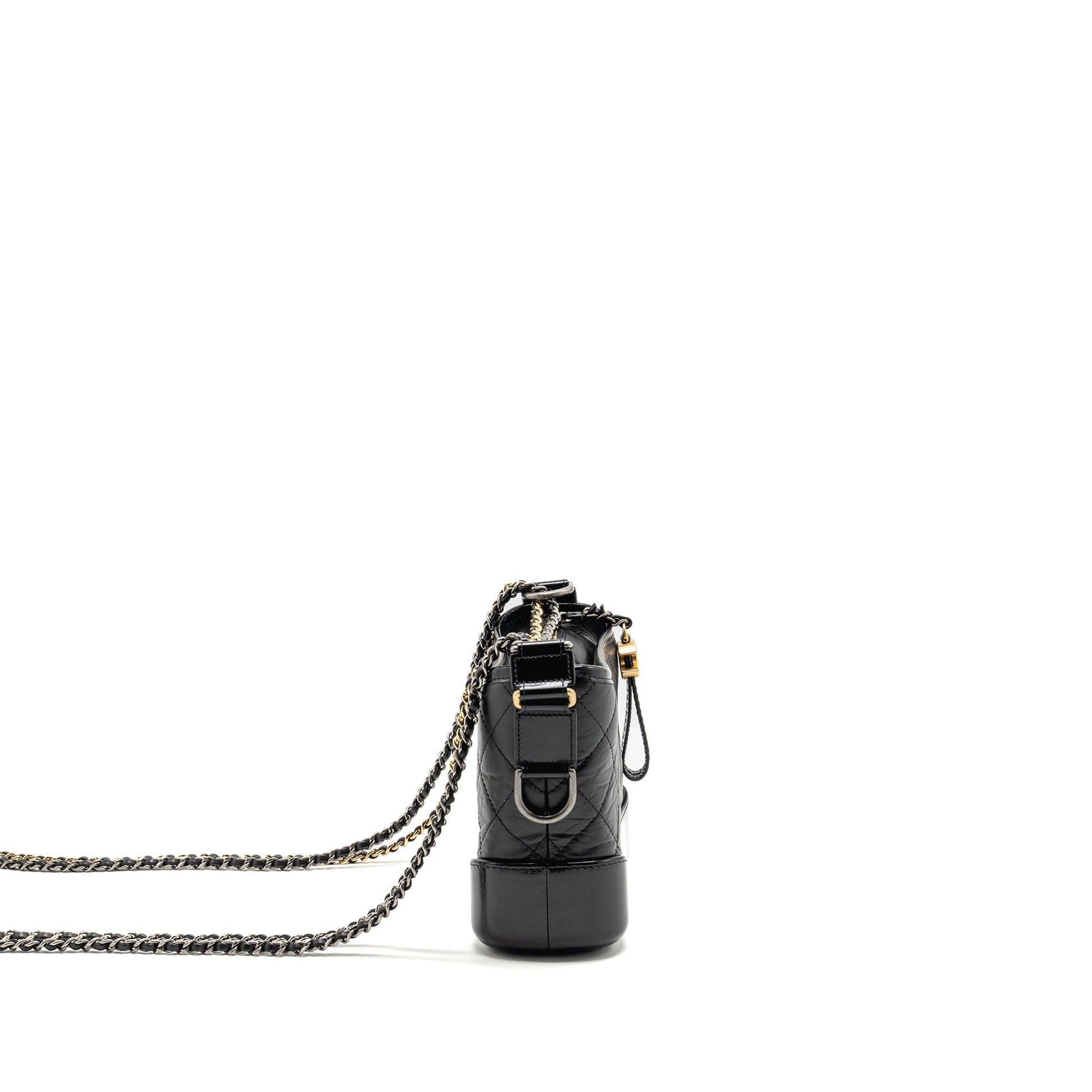 Chanel Gabrielle HOBO Aged Calfskin Hardware Microchip Multicolour Black Small Shoulder Bag