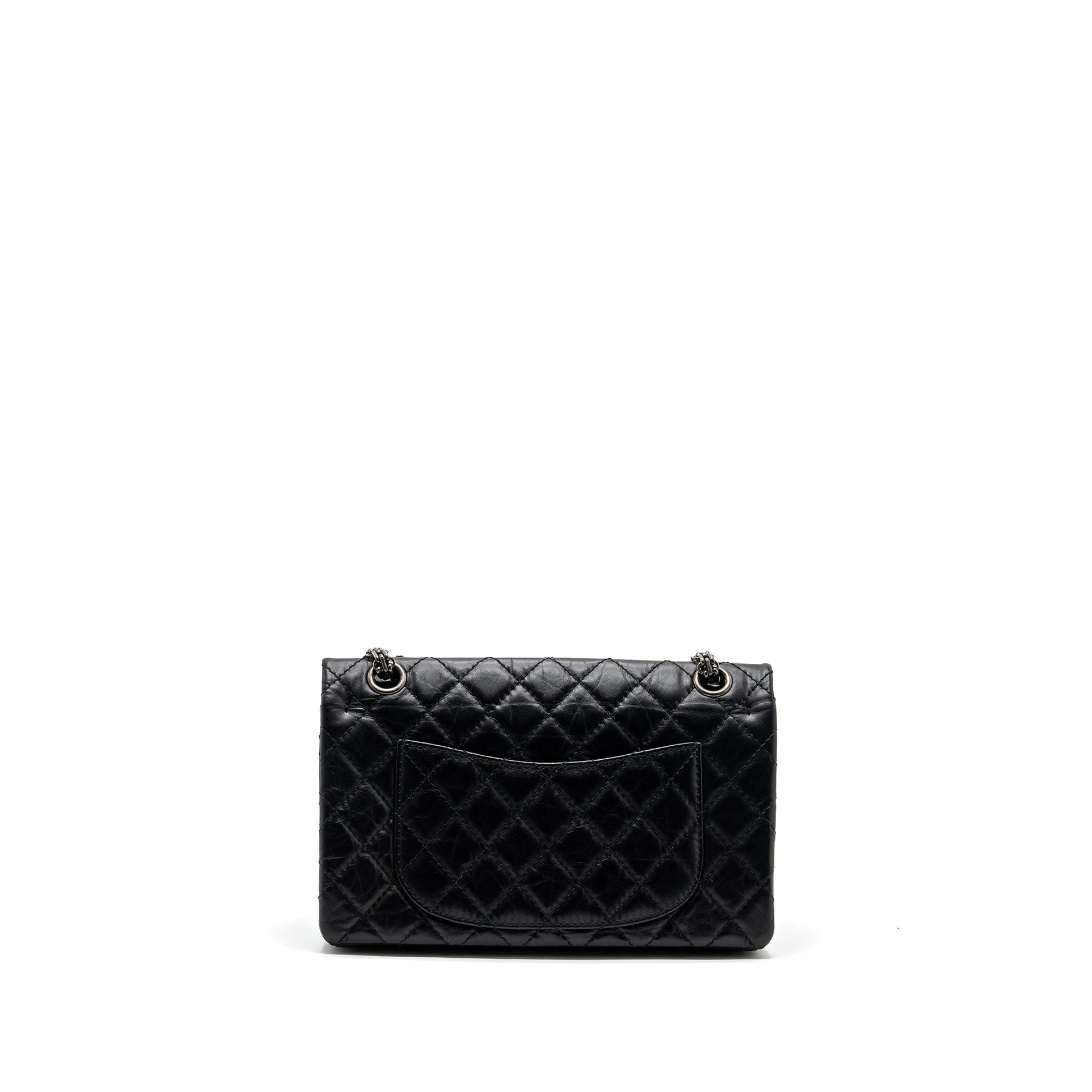 Chanel 2.55 reissue flap aged calfskin ruthenium Black Small Shoulder Bag Ruthenium Hardware
