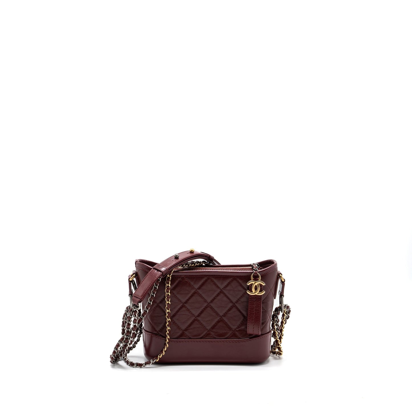 Chanel Gabrielle hobo calfskin hardware Multicolor Red Small Shoulder Bag
