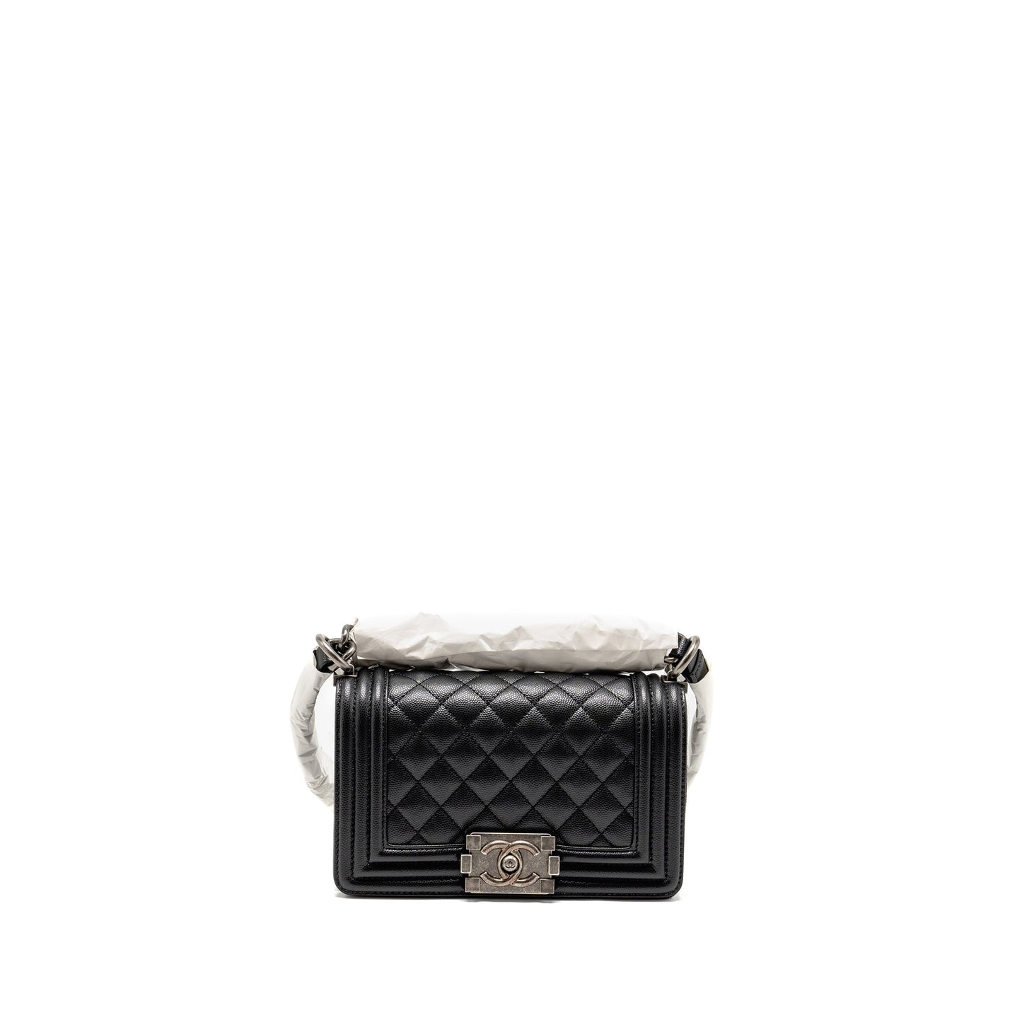 Chanel Boy Caviar Ruthenium SHW Microchip Black Small Handbag Microchip 1