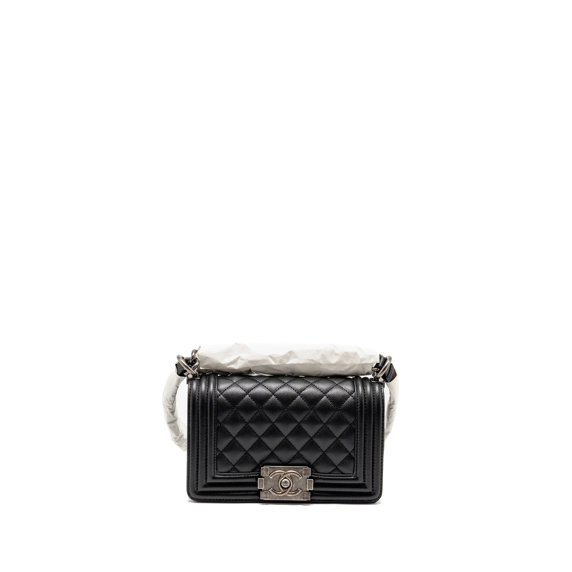 Chanel Boy Caviar Ruthenium SHW Microchip Black Small Handbag Microchip 1