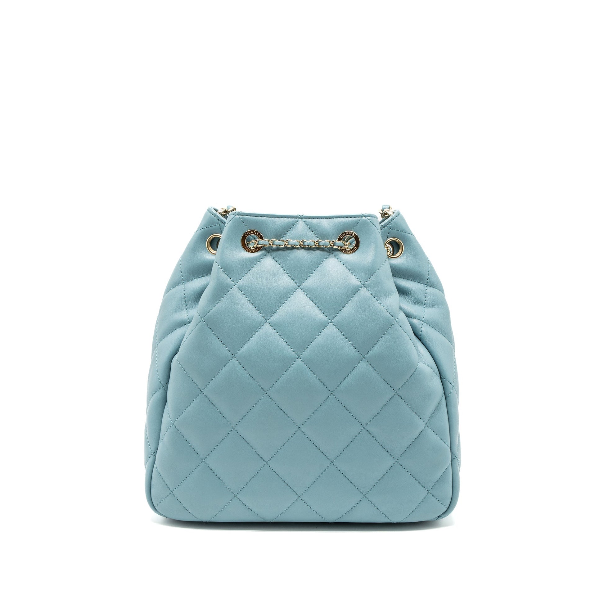 Chanel Bucket Calfskin Light LGHW Blue Bucket Bag