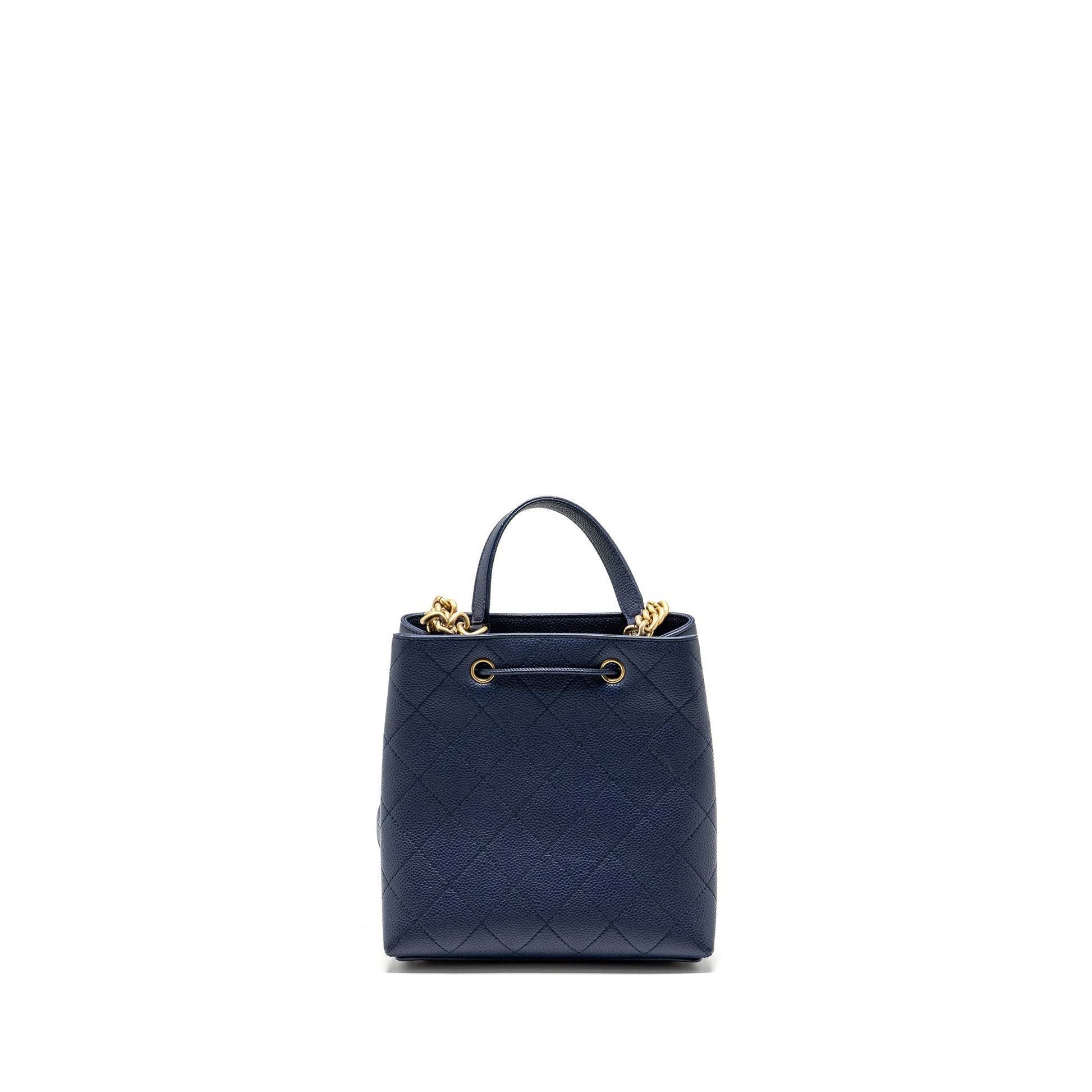 Chanel Top Handle Drawstring Bucket Caviar Navy Jewelry Ghw 1